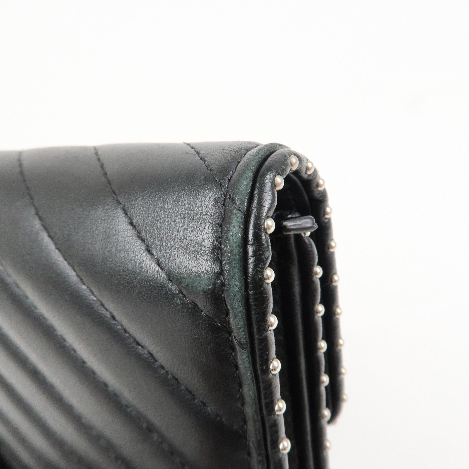 CHANEL COCO Mark V Stitch Leather Flap Long Wallet Black A81217