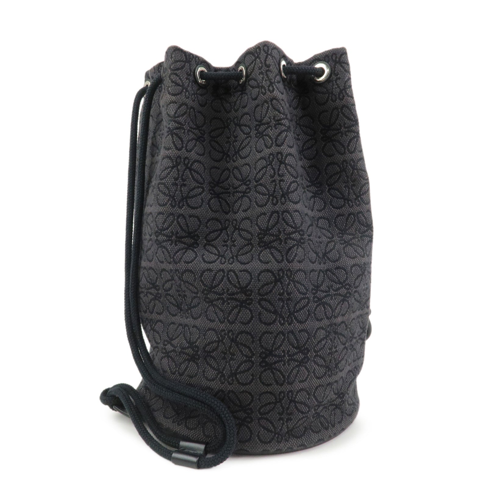LOEWE Repeat Anagram Knot Jacguard Calf Leather Backpack Black