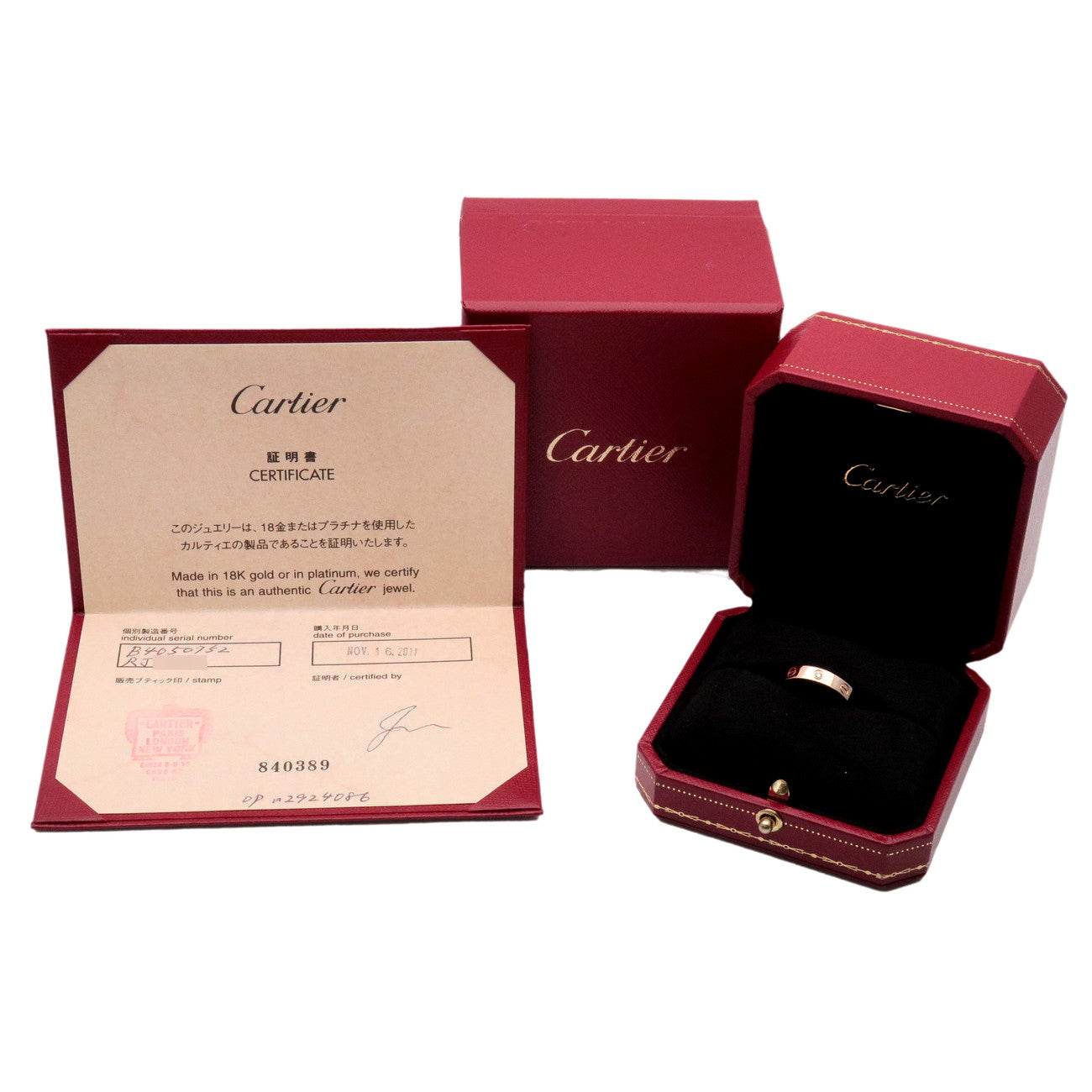 Cartier Mini Love 1P Diamond Ring K18 750PG Rose Gold #52 US6 EU52