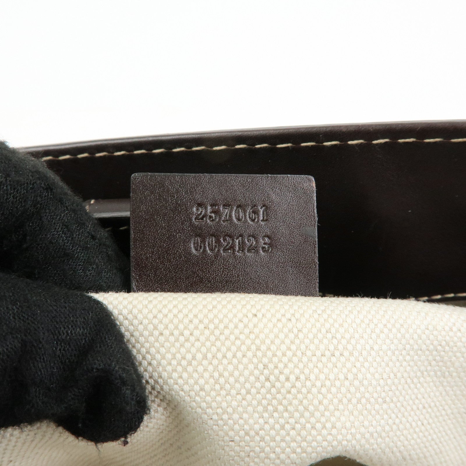 GUCCI Sherry Canvas Leather Tote Bag Hand Bag Beige Brown 257061