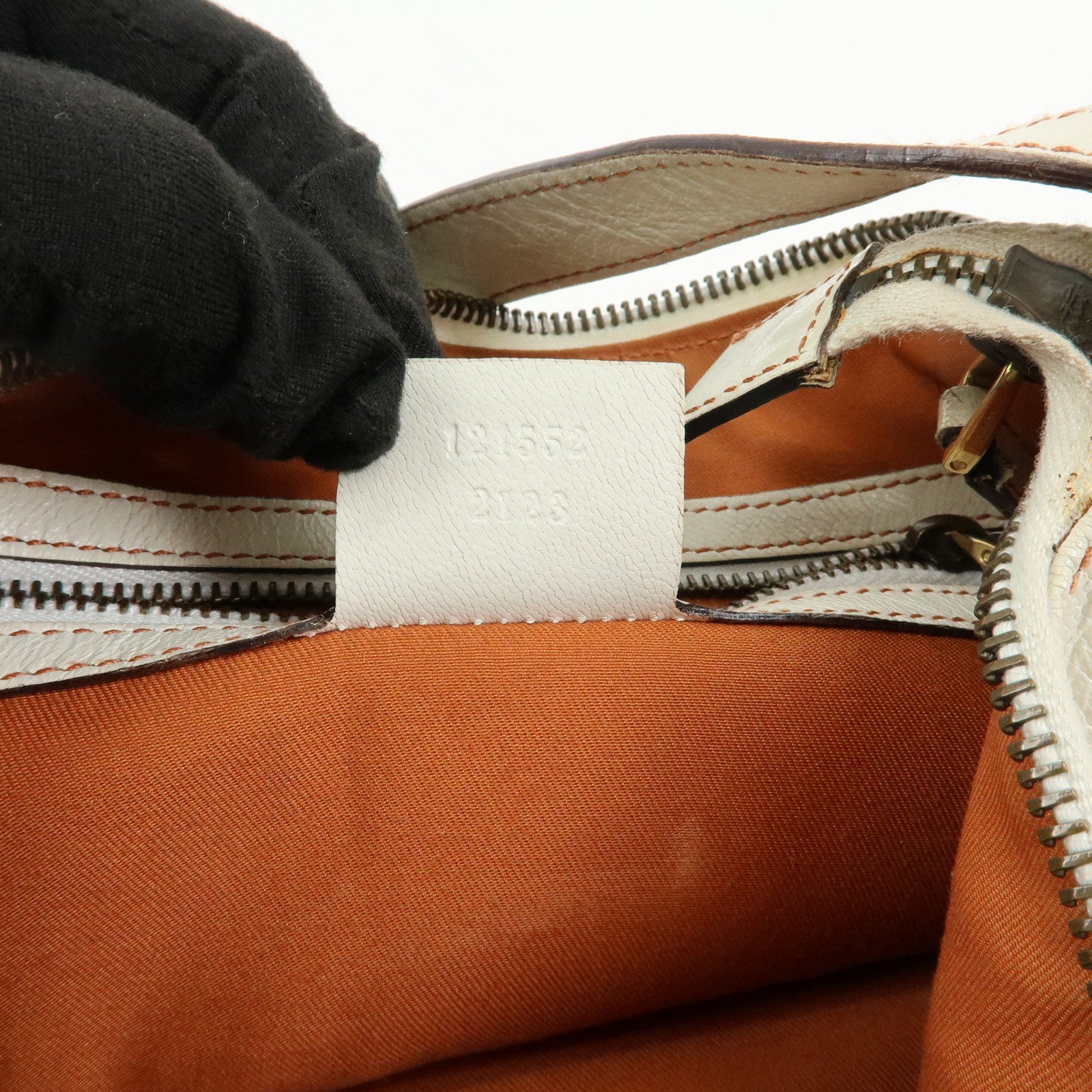 GUCCI Interlocking G Leather Hand Bag Shoulder Bag Ivory 121552