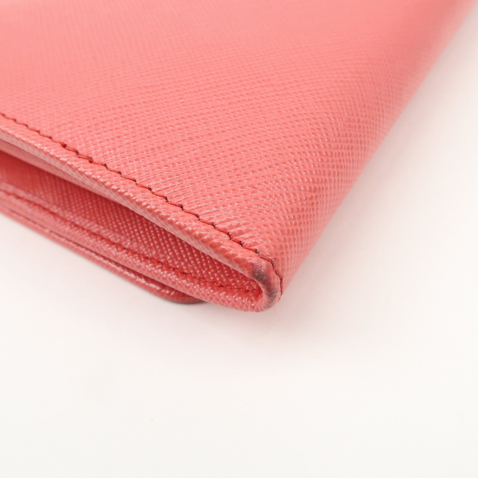 PRADA Saffiano Metal Chain Strap Wallet Shoulder Bag Pink Gold 1M1290 Used