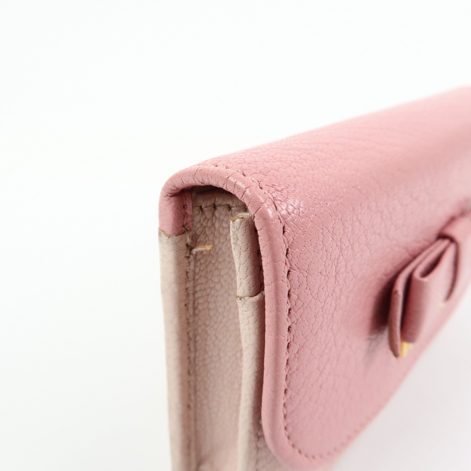 MIU MIU Ribbon Motif Madras Leather Card Case Card Holder 5M1122