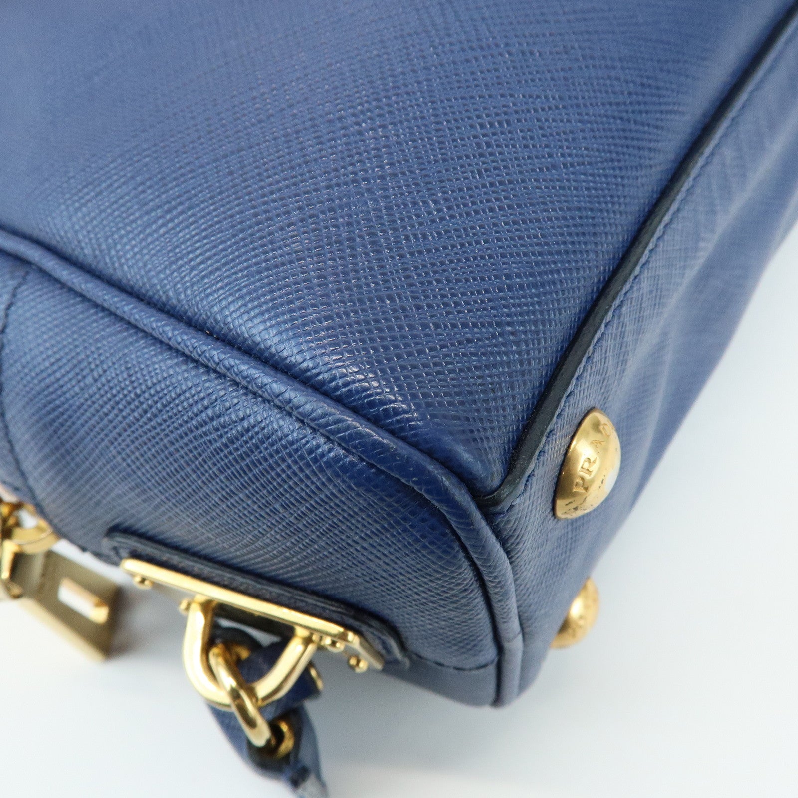 PRADA Triangle Logo 2Way Bag Hand Bag Shoulder Bag Blue Green