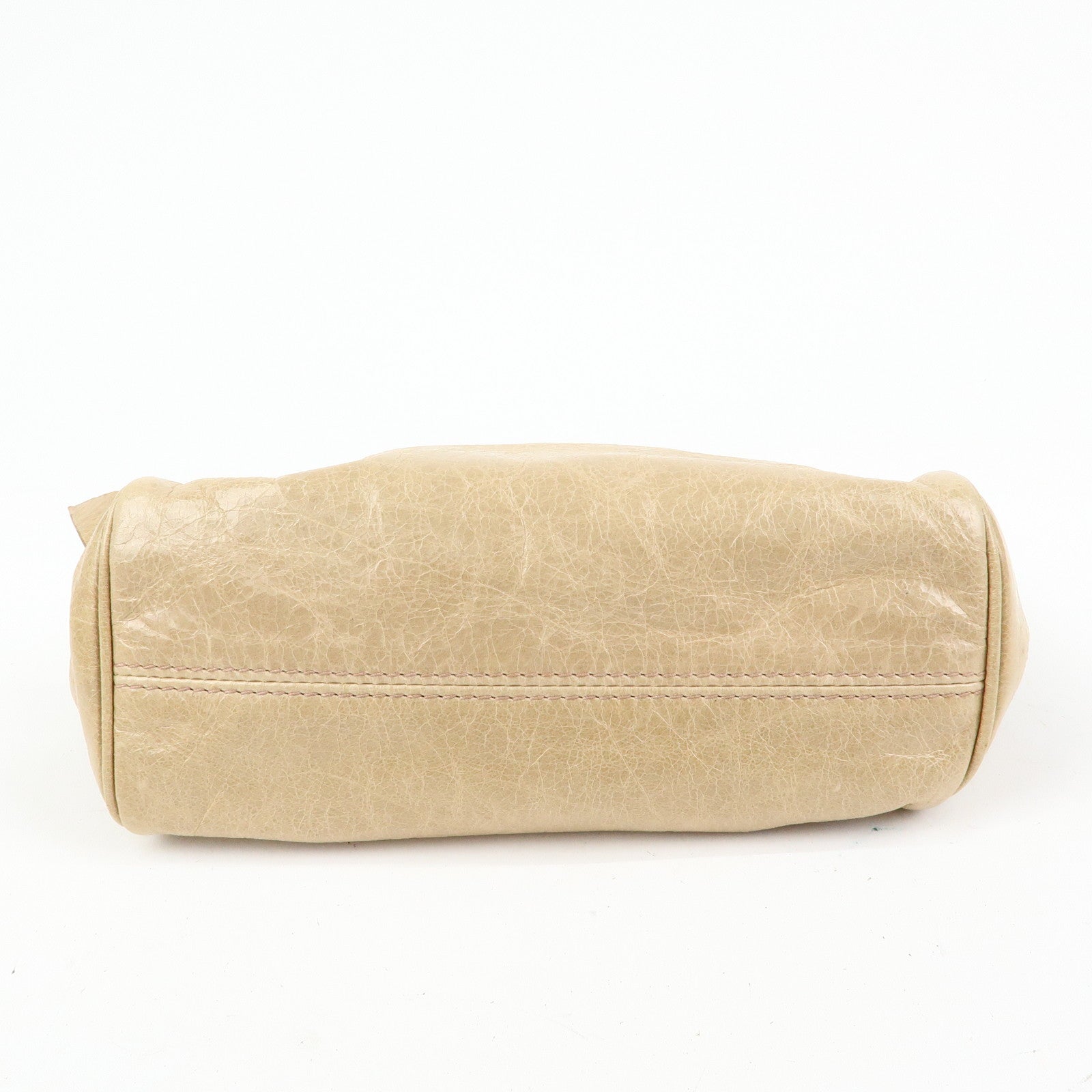 MIU MIU Leather Double Sided Ribbons Hand Bag Shoulder Bag Beige
