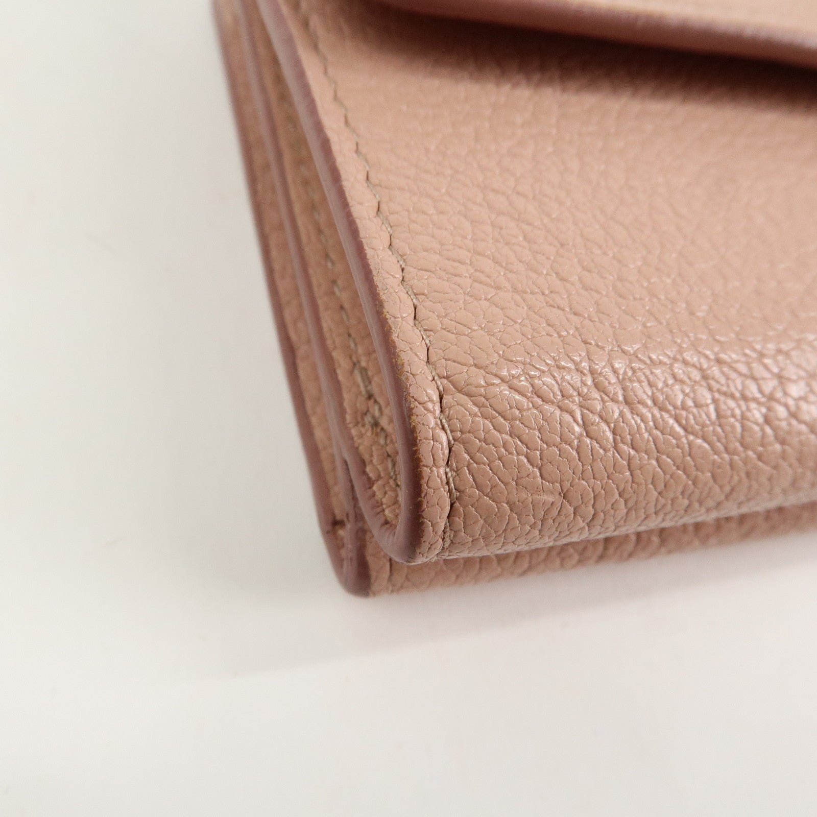 MIU MIU Leather Bi-fold Wallet Compact Wallet Pink 5ML014 Used