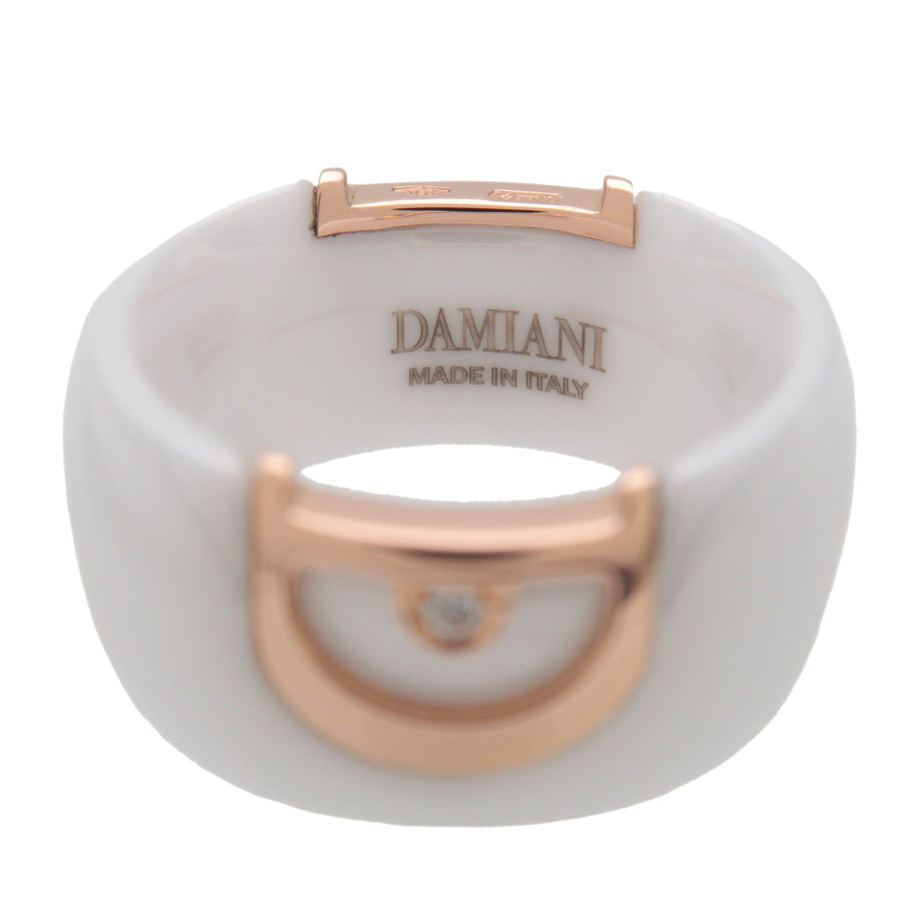 DAMIANI D.Icon Ceramic Diamond K18 750PG Ring White Rose Gold US6.5