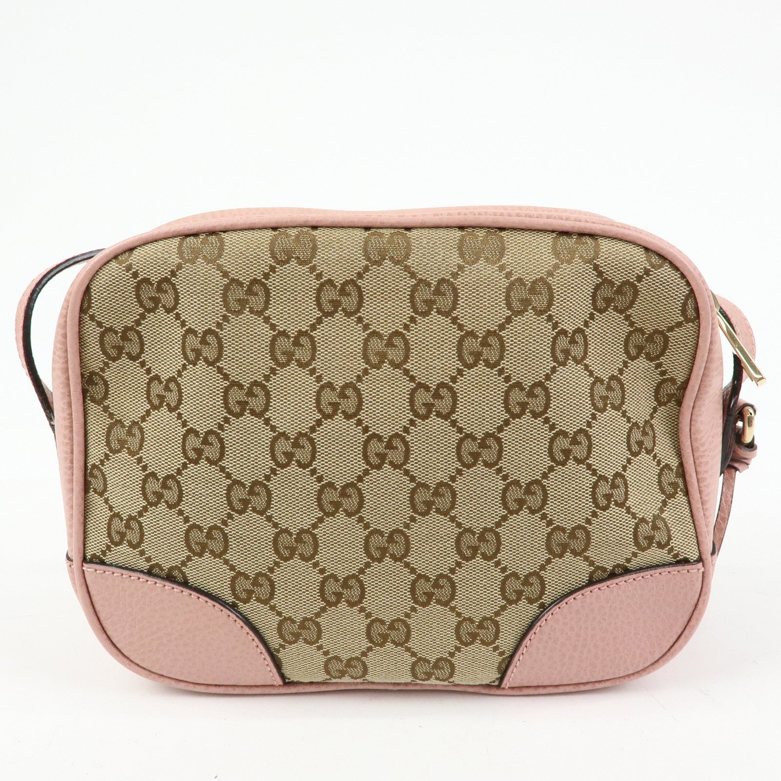 GUCCI GG Canvas Leather Shoulder Crossbody Bag Beige Pink 449413