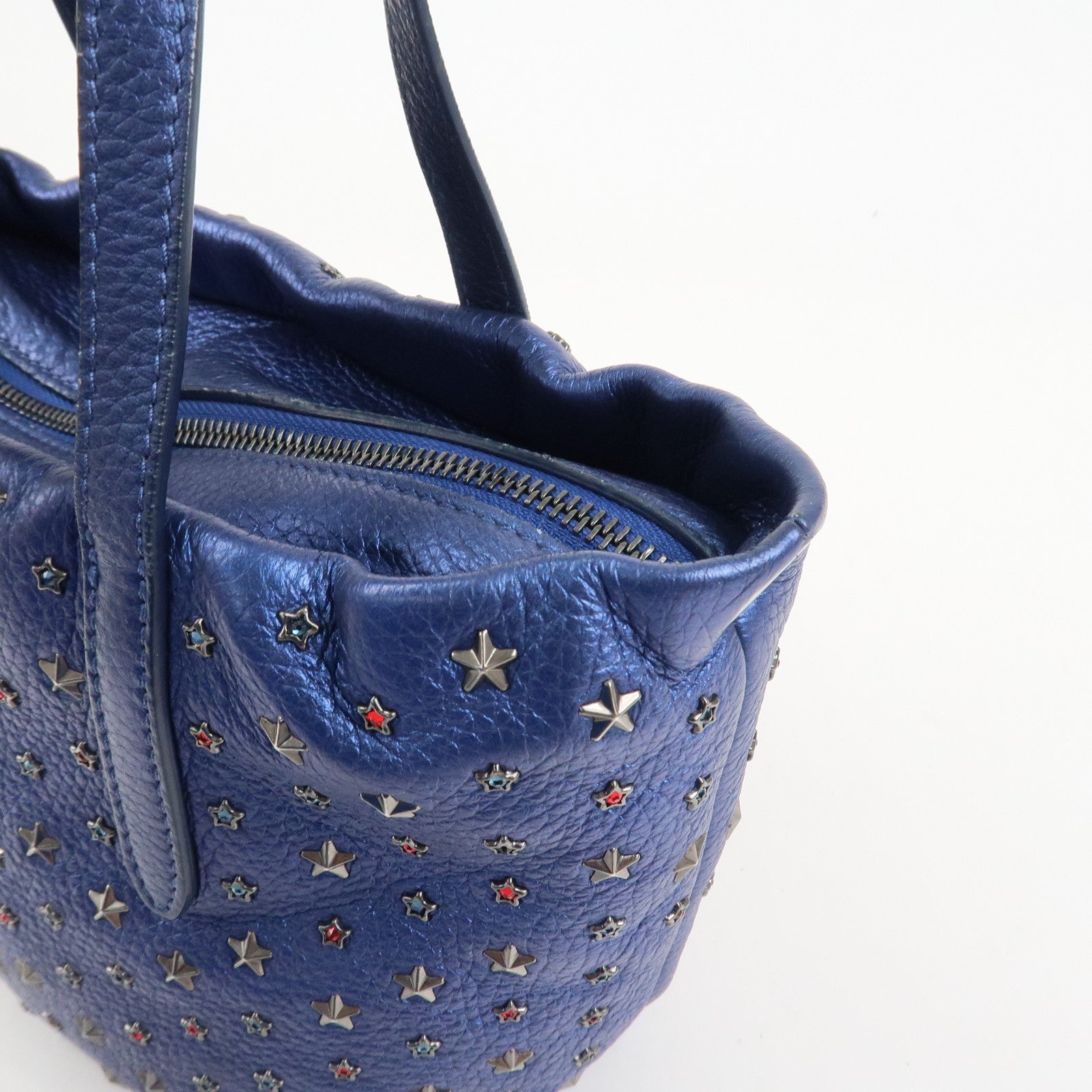 JIMMY CHOO Leather MINISARA 2Way Bag Hand Bag Shoulder Bag Blue