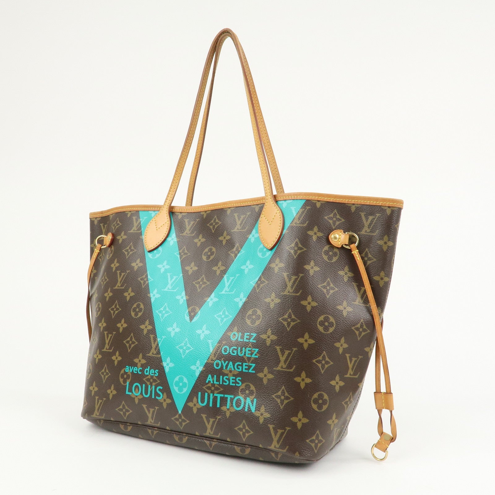 Louis Vuitton Monogram V Neverfull MM Tote Bag Turquoise M41601