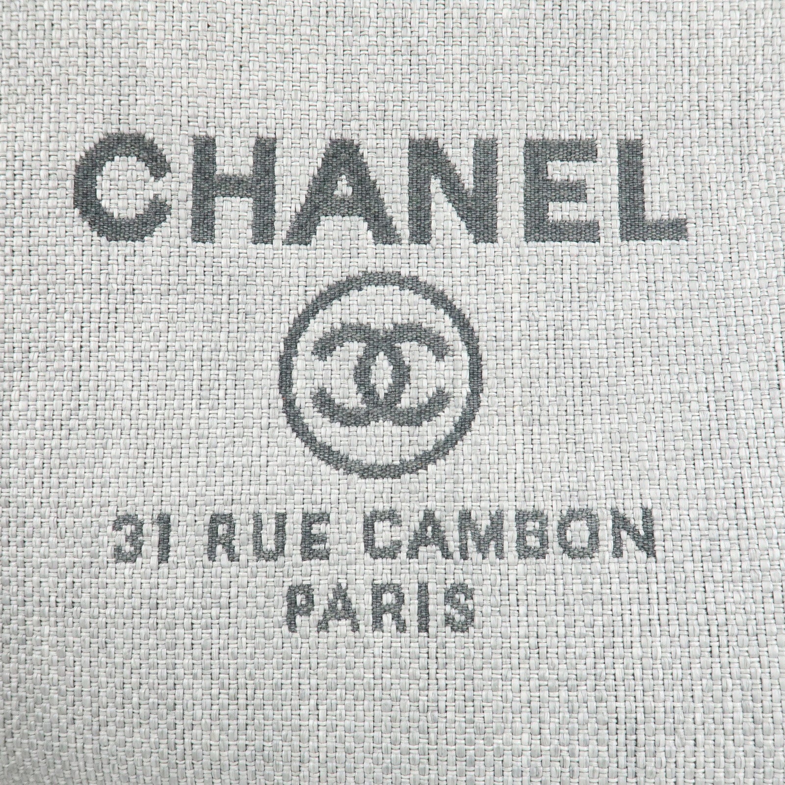CHANEL Deauville Nylon Canvas Pouch Clutch Bag Light Gray A80118