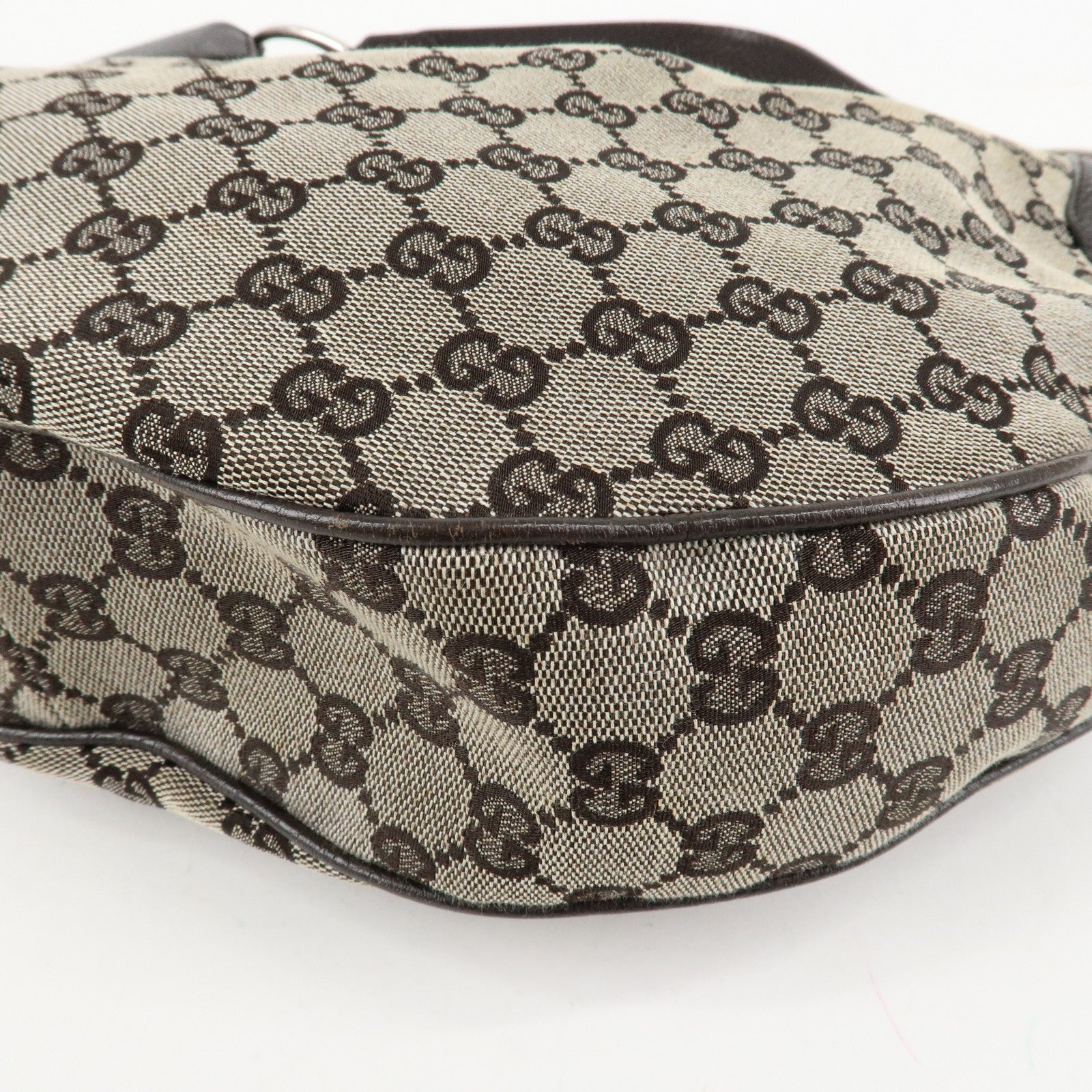 GUCCI GG Canvas Leather Shoulder Bag Hand Bag Brown 257297 Used