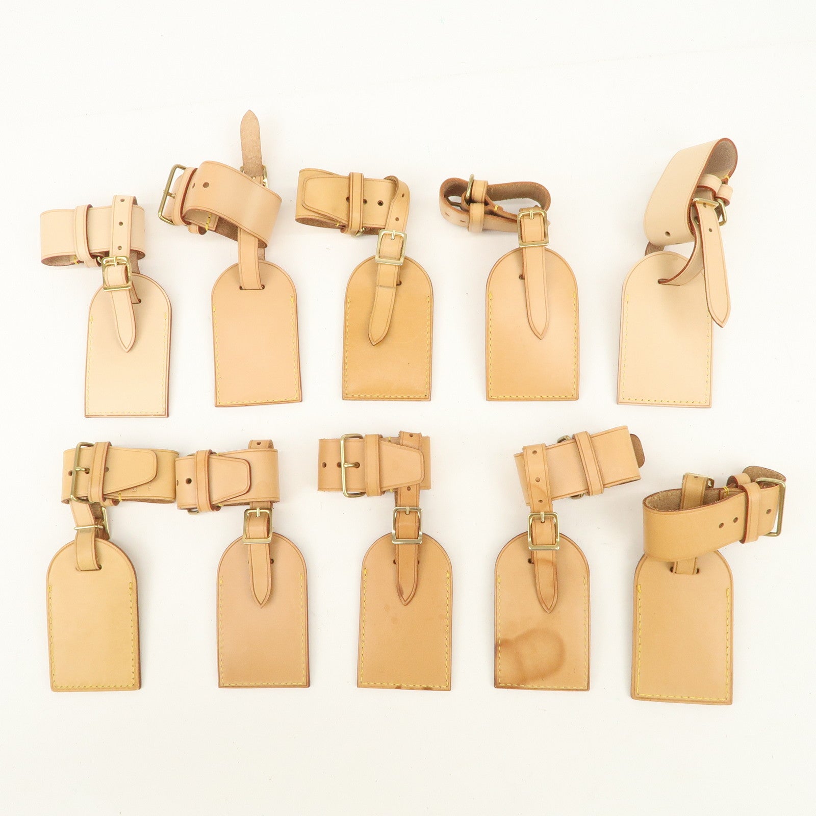 Louis Vuitton Set of 10 Leather Name Tag & Poignet Natural Used
