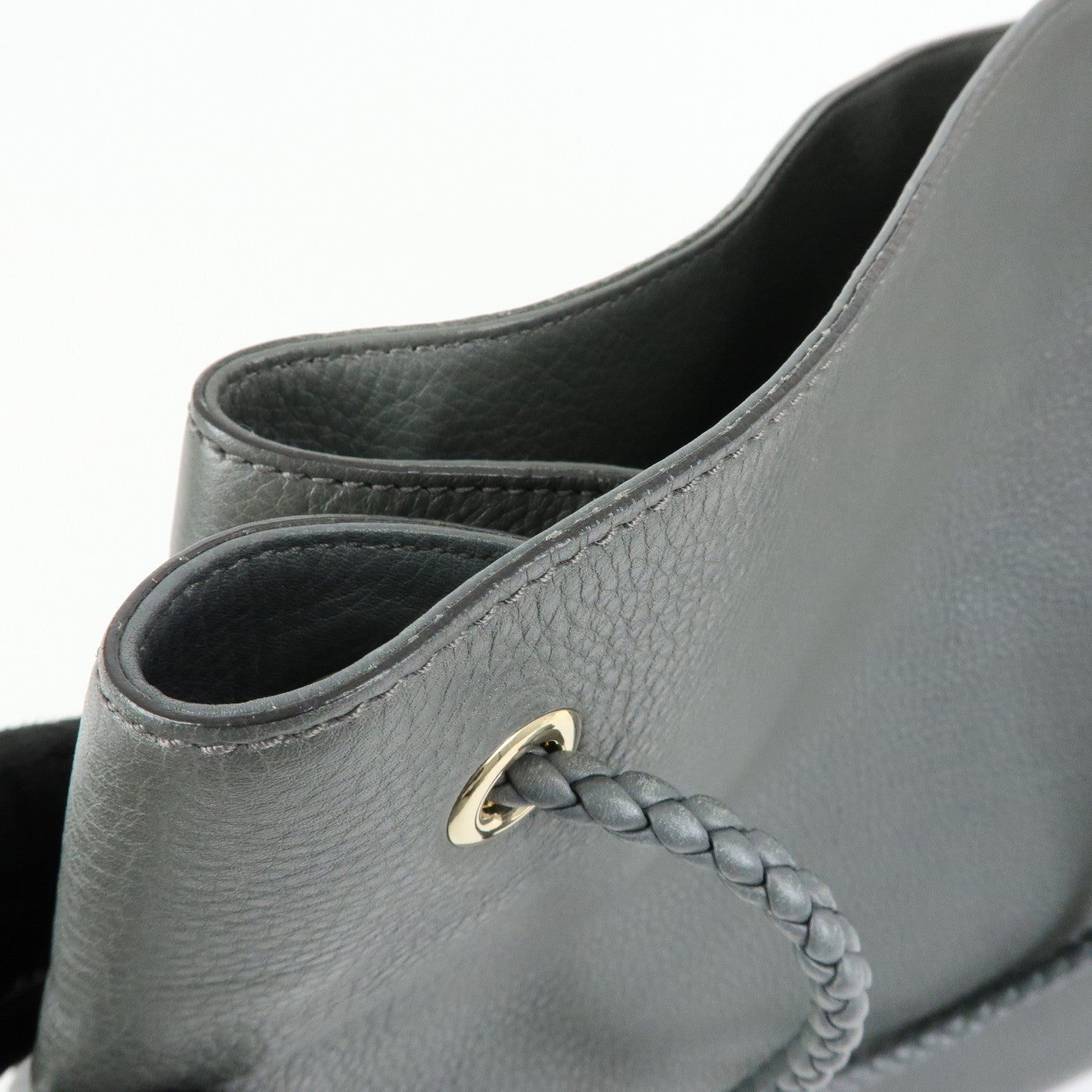 GUCCI Logo Leather Tote Bag Shoulder Bag Gray 380118