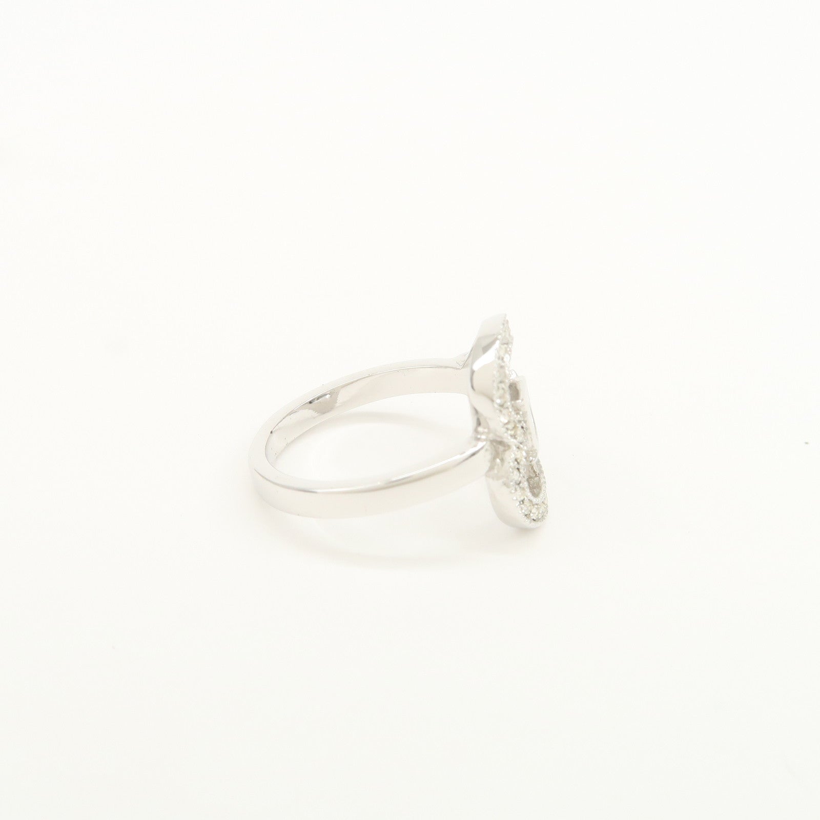 Christian Dior D Logo Heart Metal Ring Silver US 5
