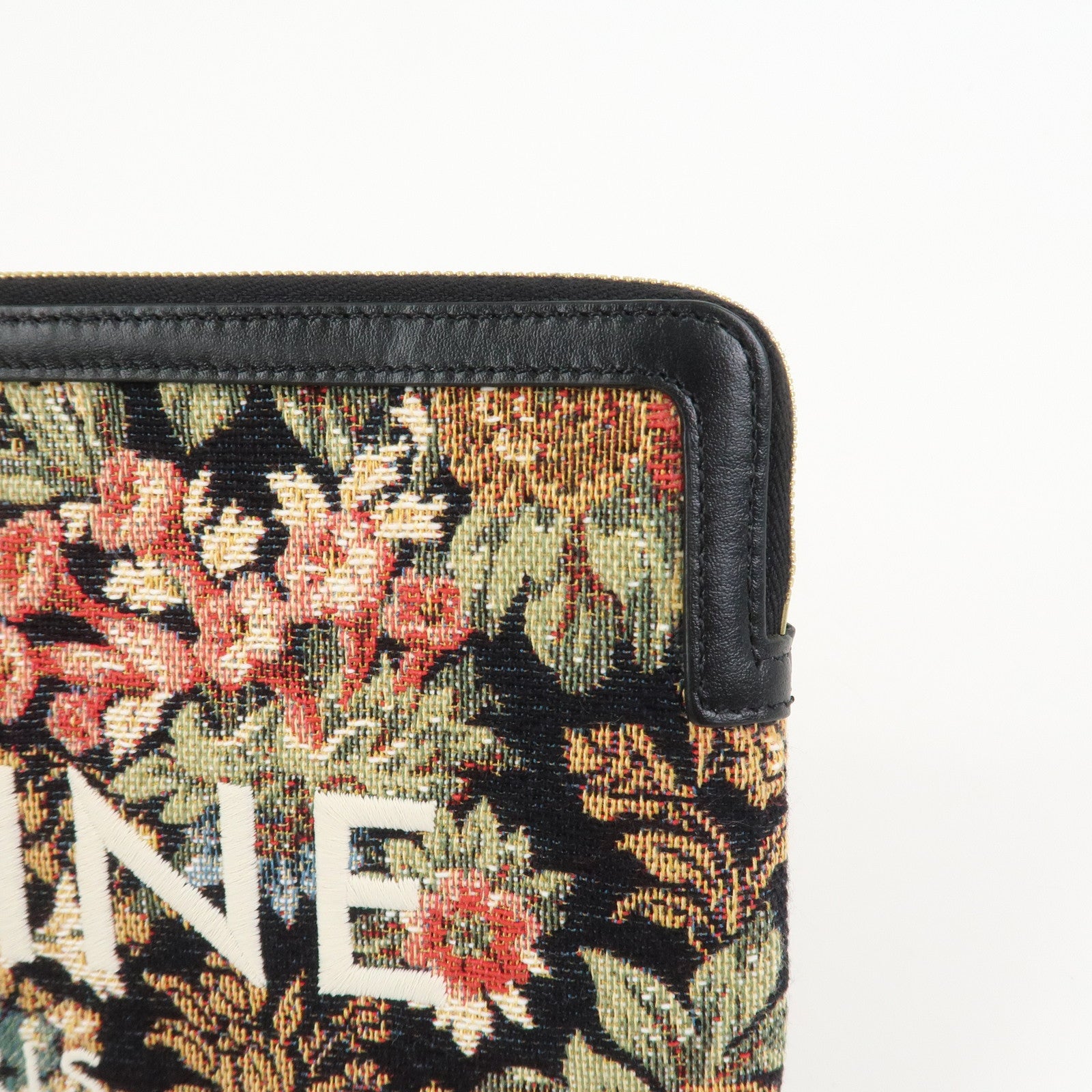 CELINE Jacquard Leather Clutch Bag Second Bag Black Multicolor