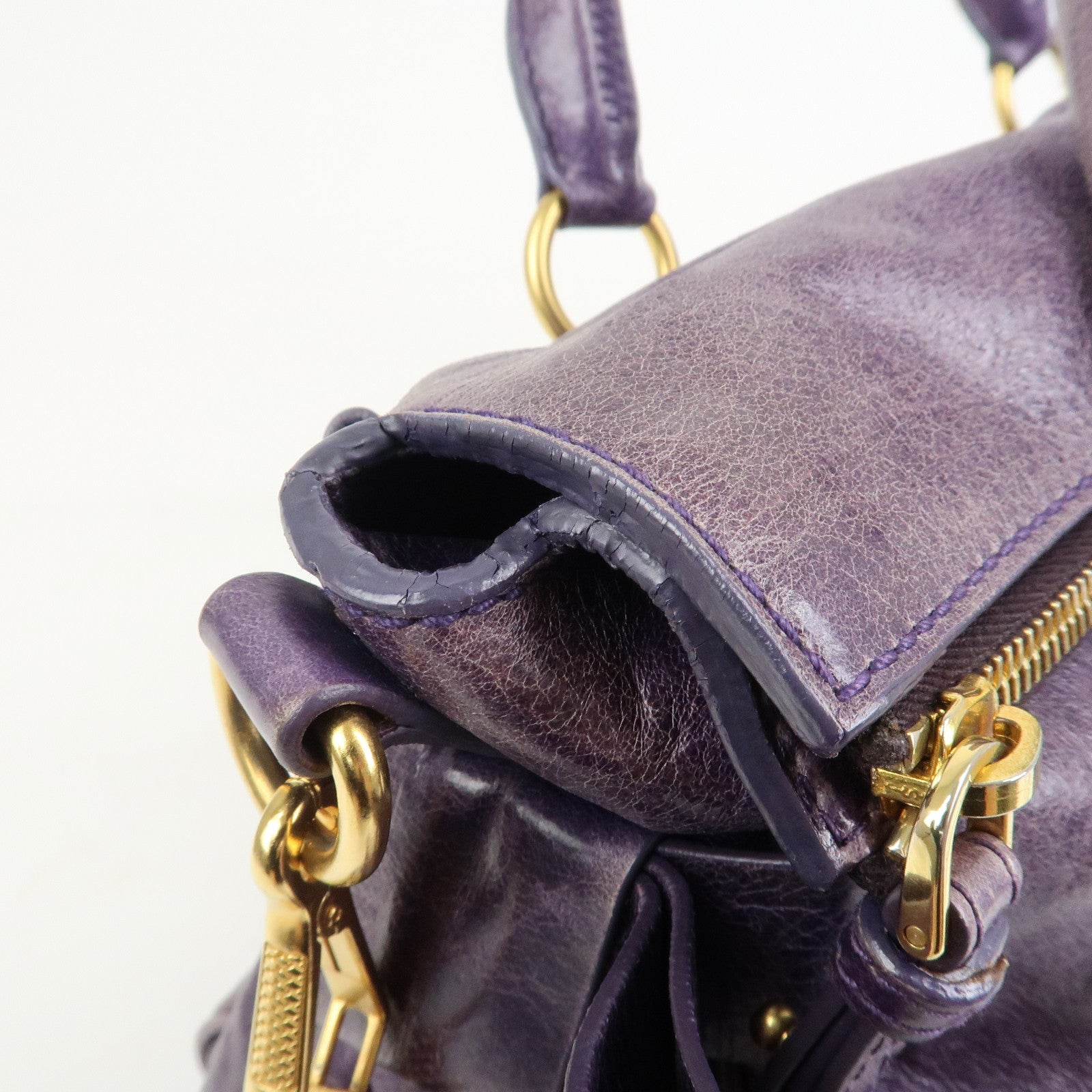 MIU MIU Logo Leather 2Way Bag Hand Bag Shoulder Bag Purple