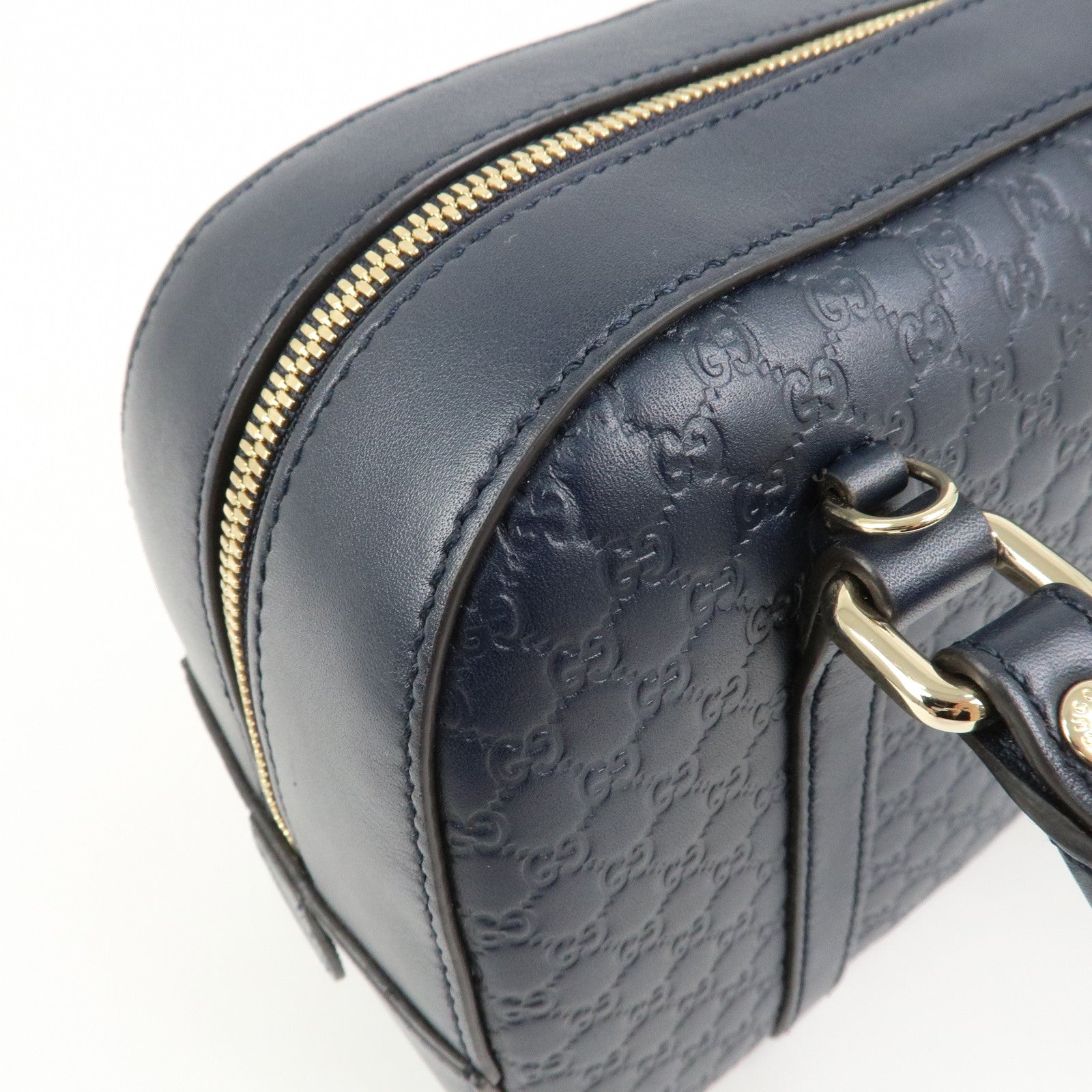 GUCCI Micro Guccissima Leather 2 Way Bag Hand Bag Dark Navy 510289