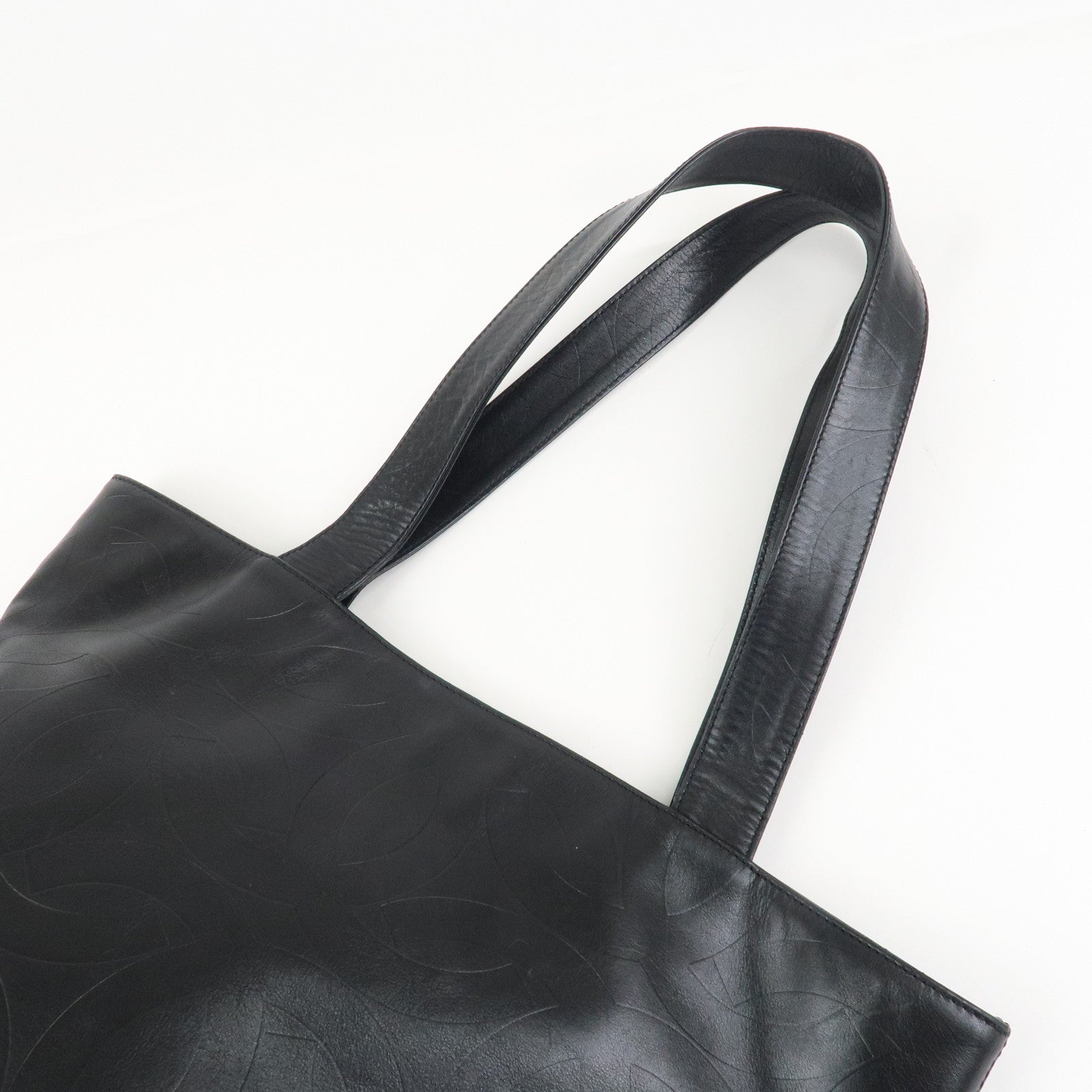 CHANEL COCO Mark Leather Bag Tote Bag Black Used