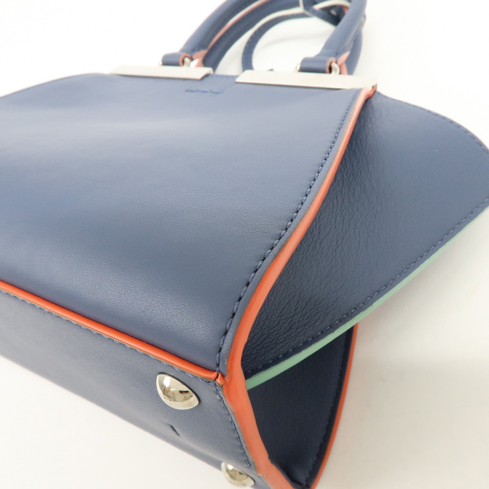 FENDI 3Jours Leather 2Way Bag Hand Bag Shoulder Bag Blue 8BH333