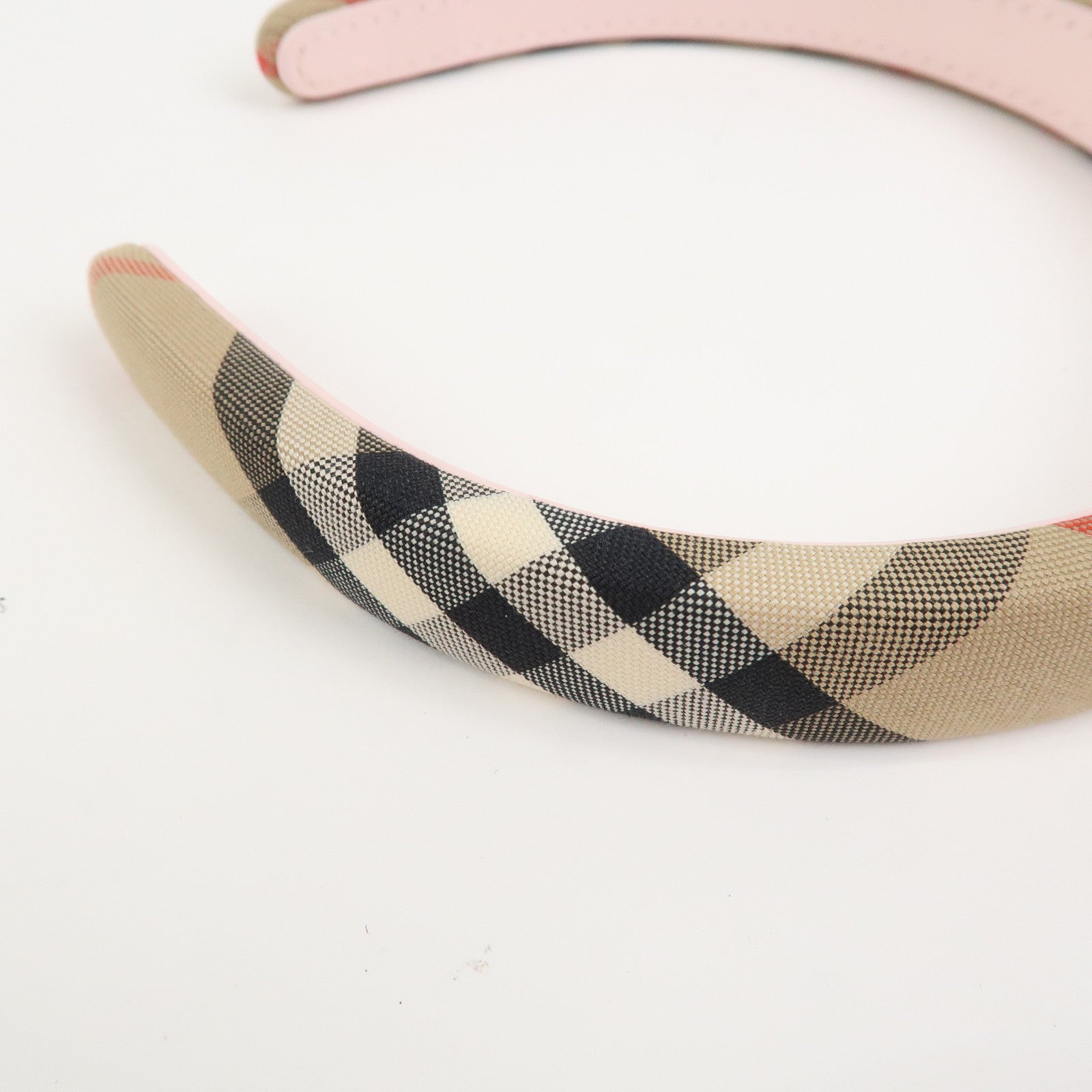 BURBERRY Nova Plaid Canvas Headband Beige