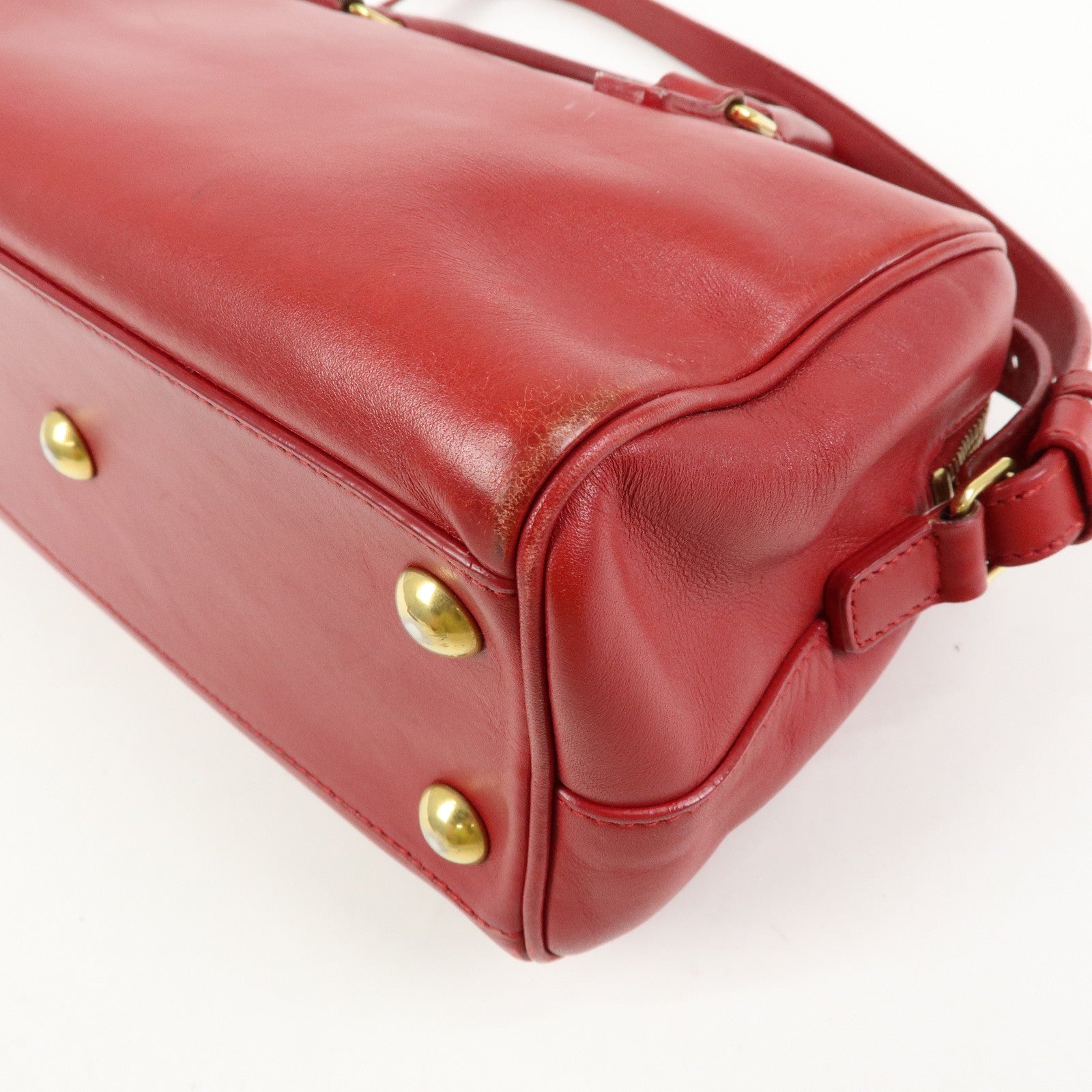 SAINT LAURENT PARIS Baby Duffle Leather 2WAY Bag Red 3330958