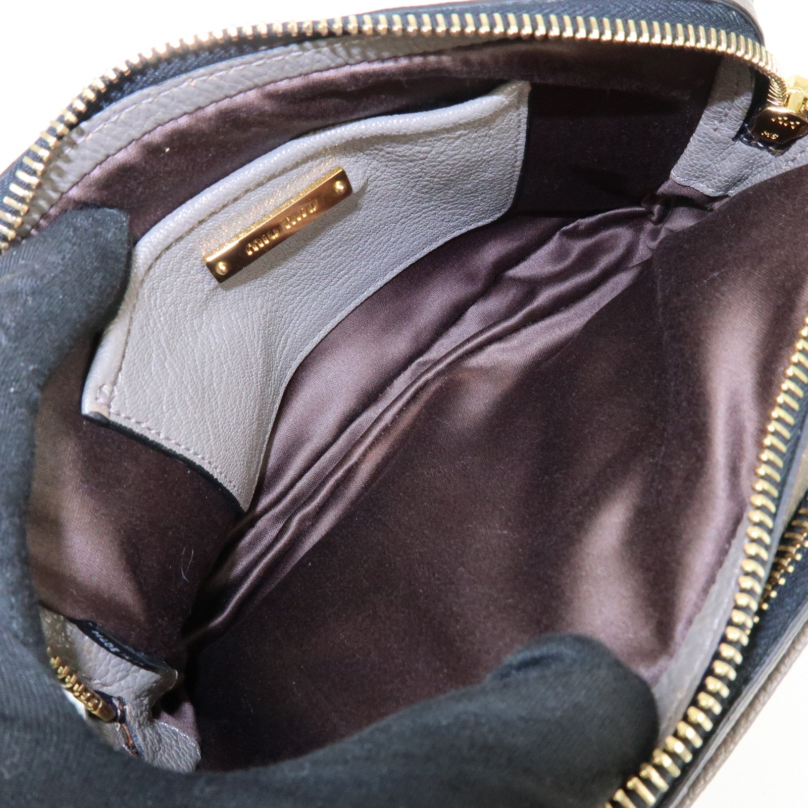 MIU MIU Madras Leather Shoulder Bag Crossbody Bag Gray