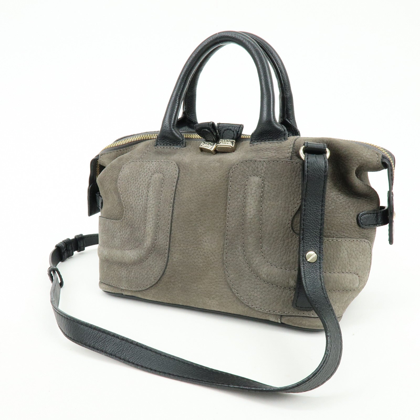 Chloe See By Chloe Suede Leather 2Way Shoulder Bag Hand Bag Gray