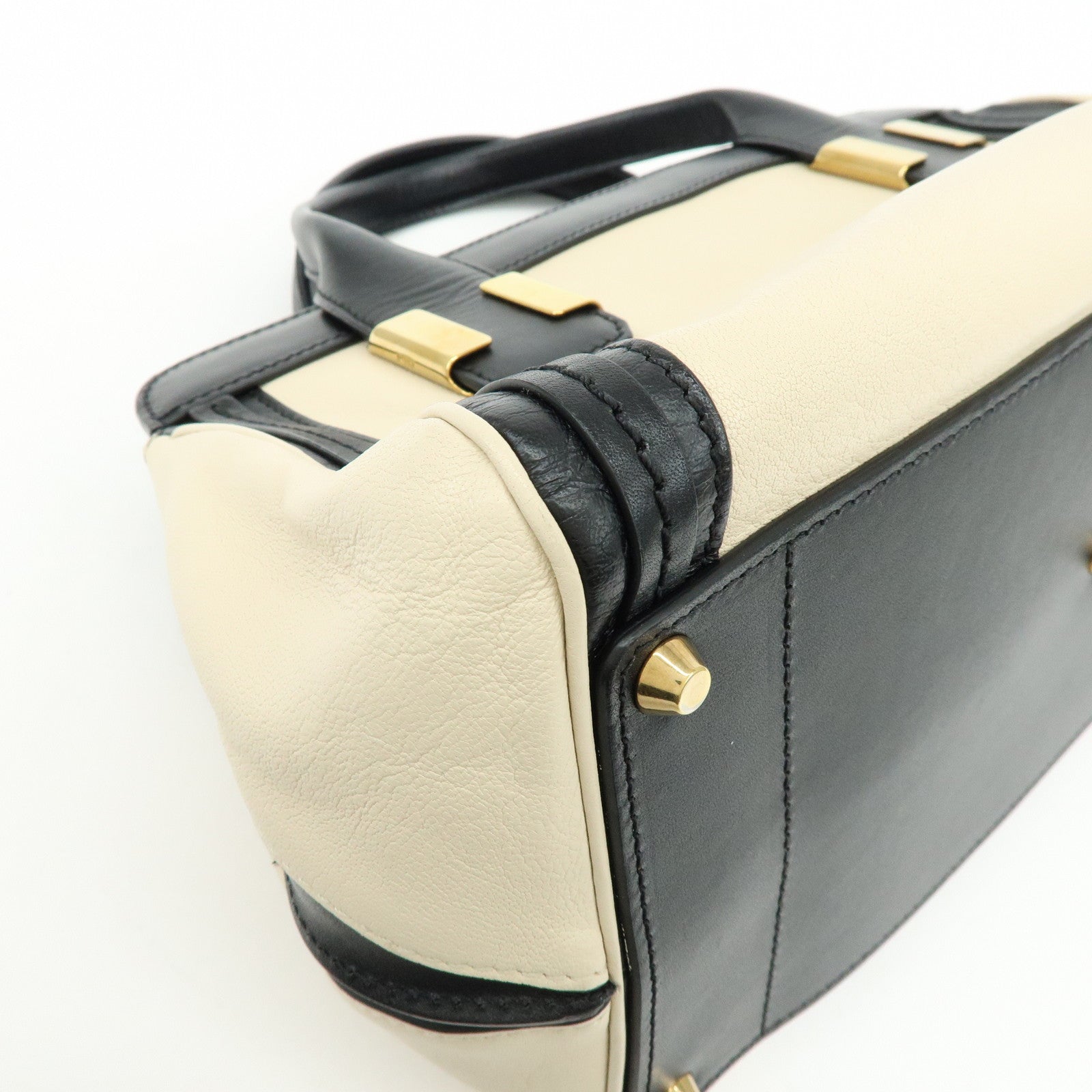 Chloe Leather Alice Mini Bag 2Way Bag Shoulder Hand Bag Black Ivory