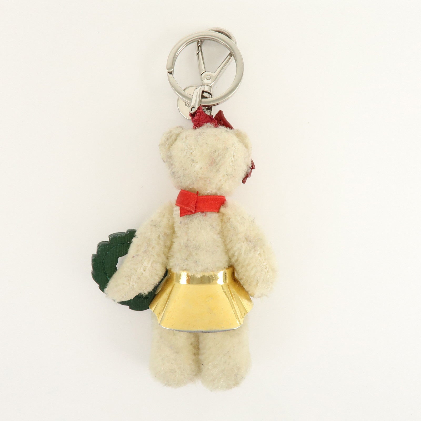 PRADA Bag Charm Key Holder Bear Motif Christmas 2012 Beige Red