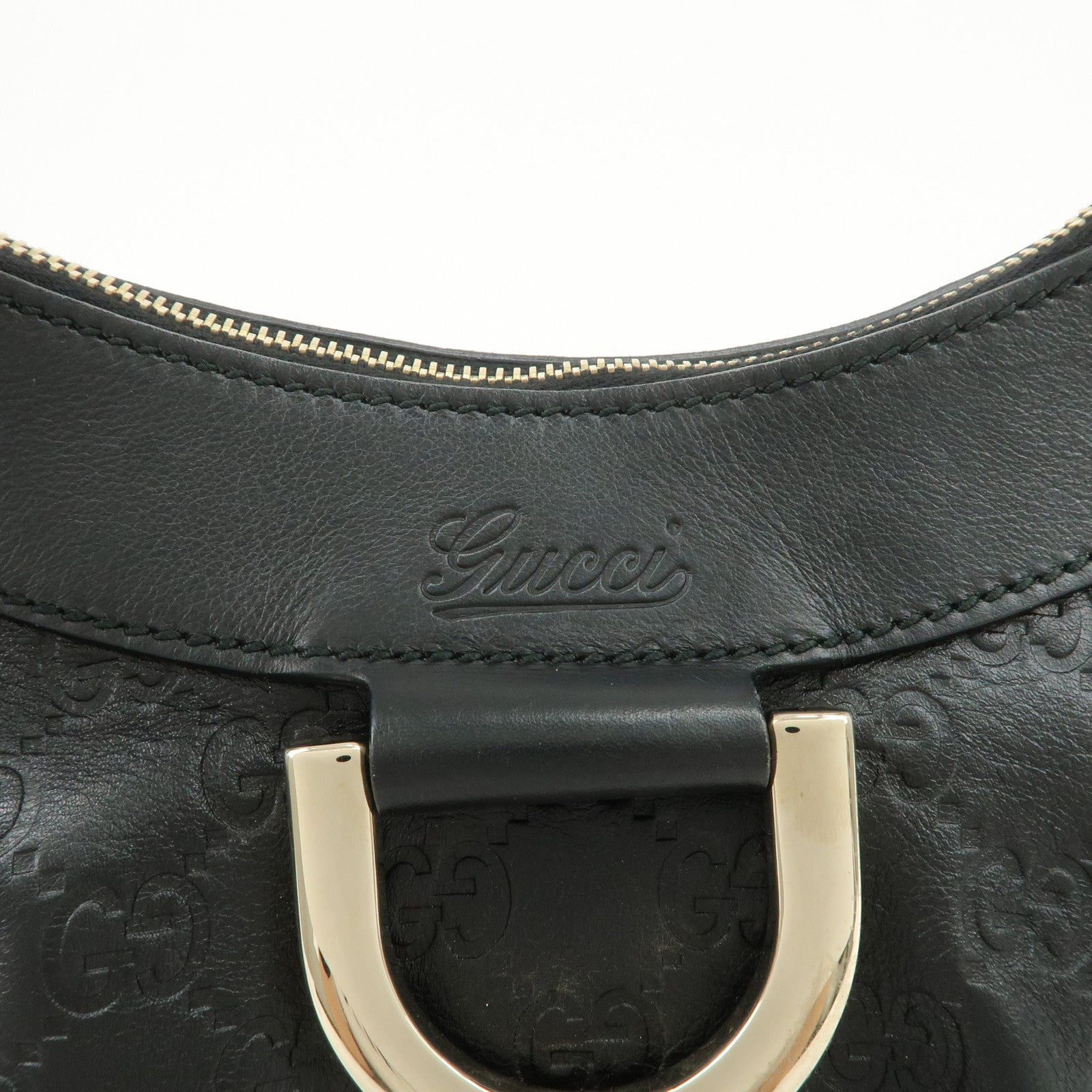 GUCCI Abbey Guccissima Leather Shoulder Bag Hand Bag Black 190525