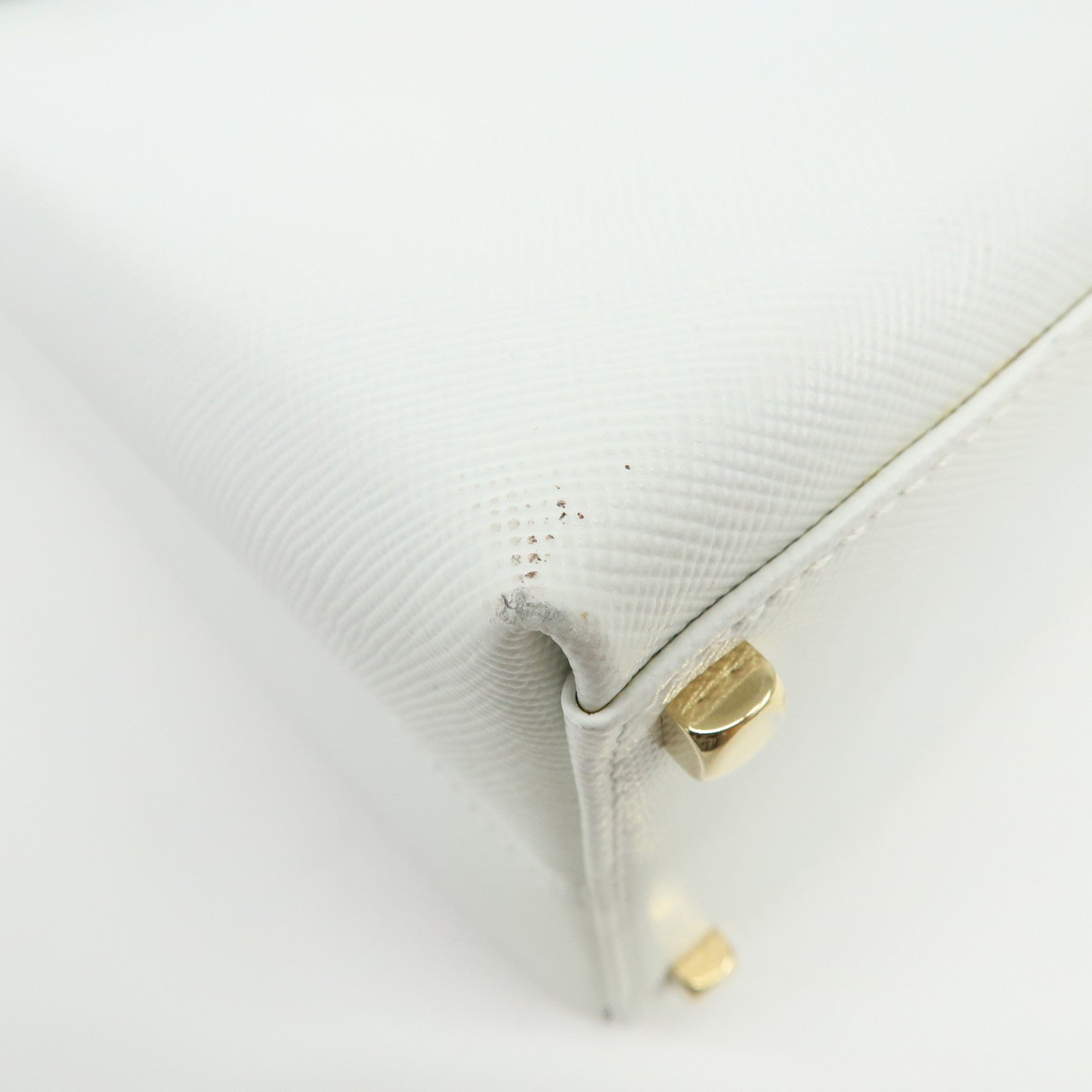 Ferragamo Gancini Leather 2Way Bag Hand Bag Shoulder Bag White