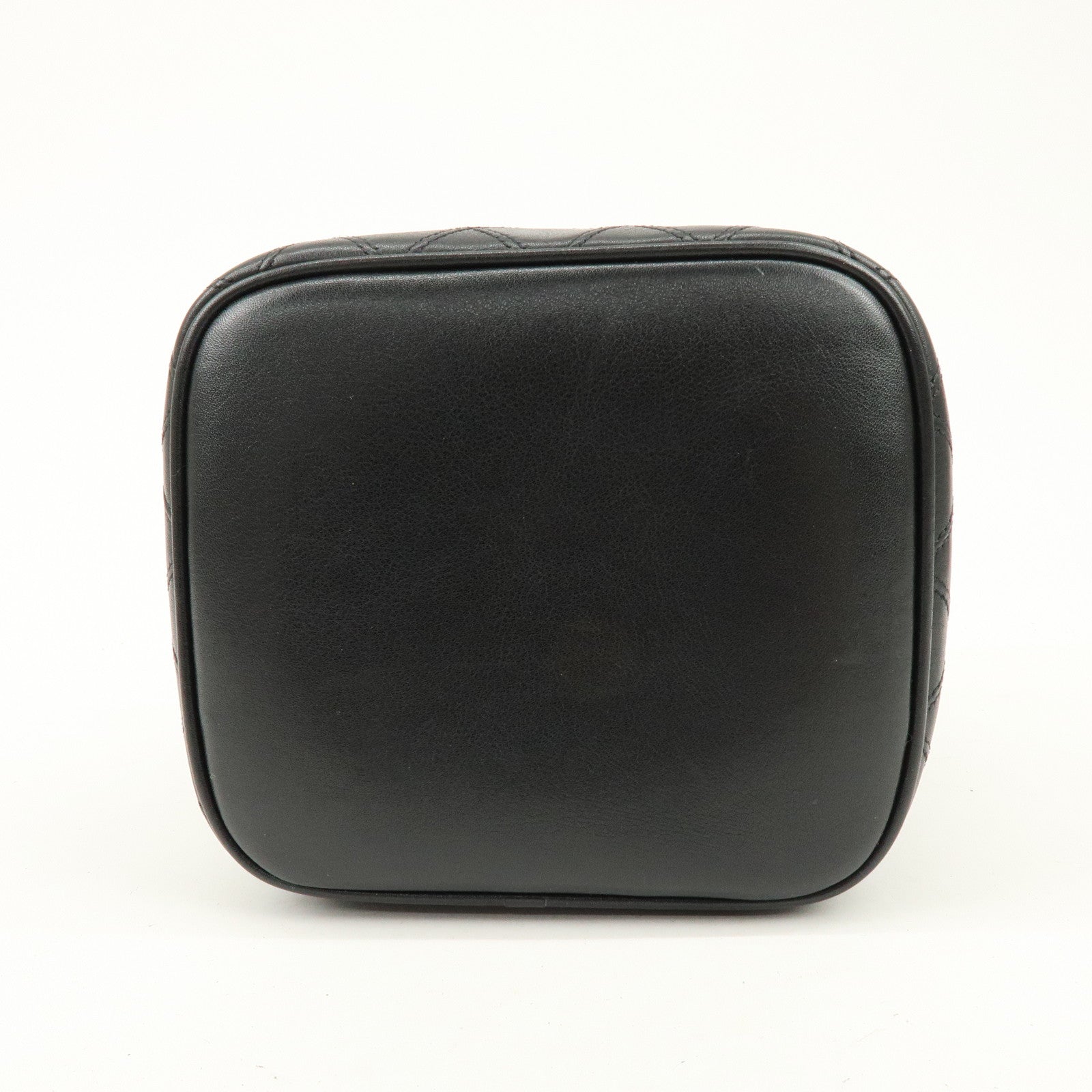 CHANEL COCO Mark Lamb Skin Vanity Bag Hand Bag Black A01998