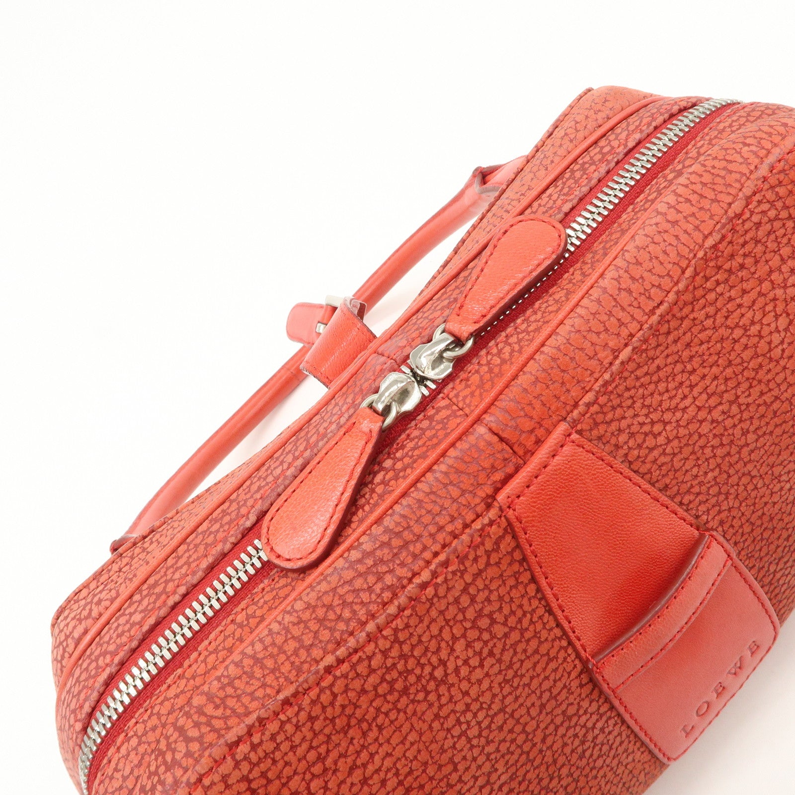 LOEWE Logo Senda Leather Shoulder Bag Hand Bag Red