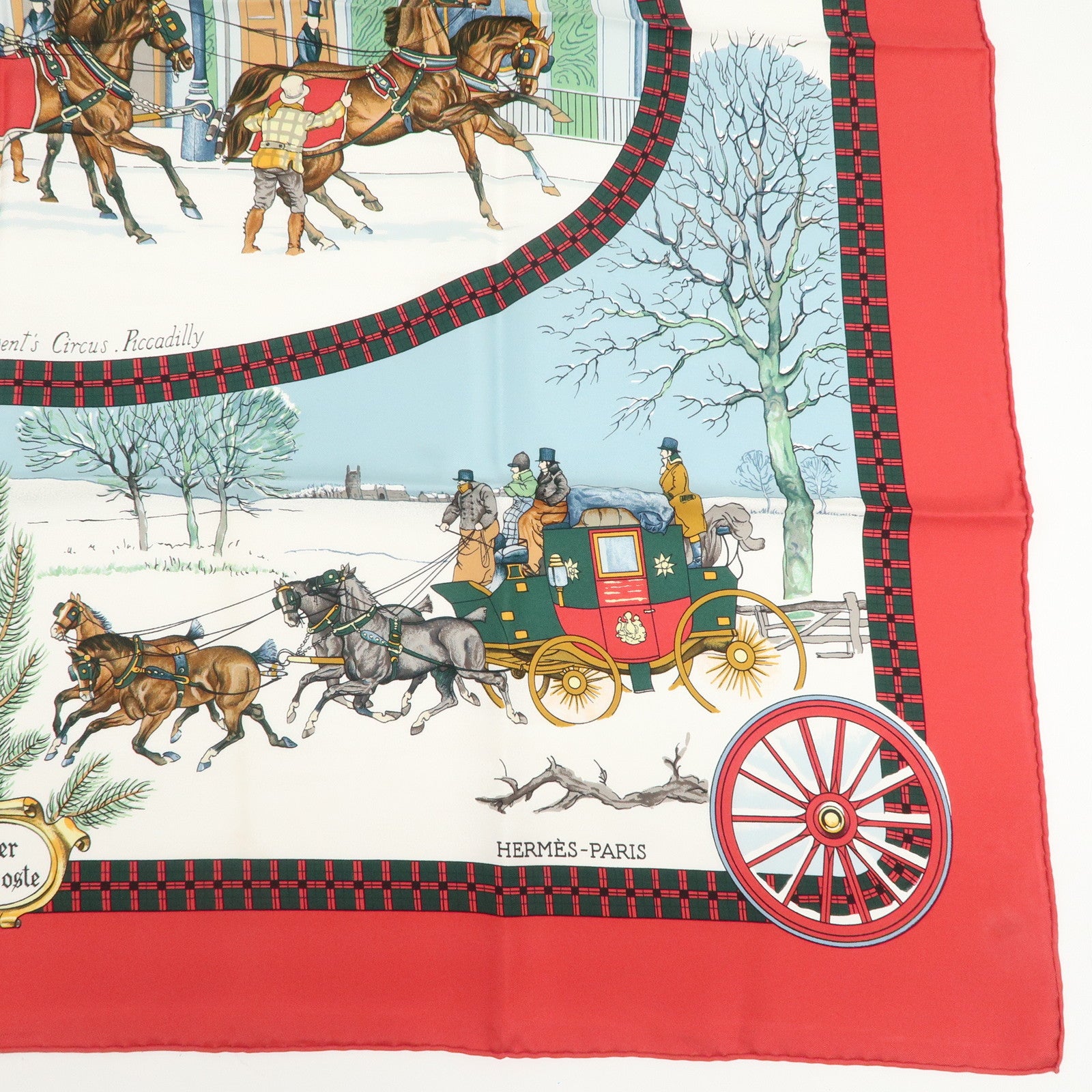 HERMES Carre 90 Silk 100% L'HIVER EN POSTE Scarf