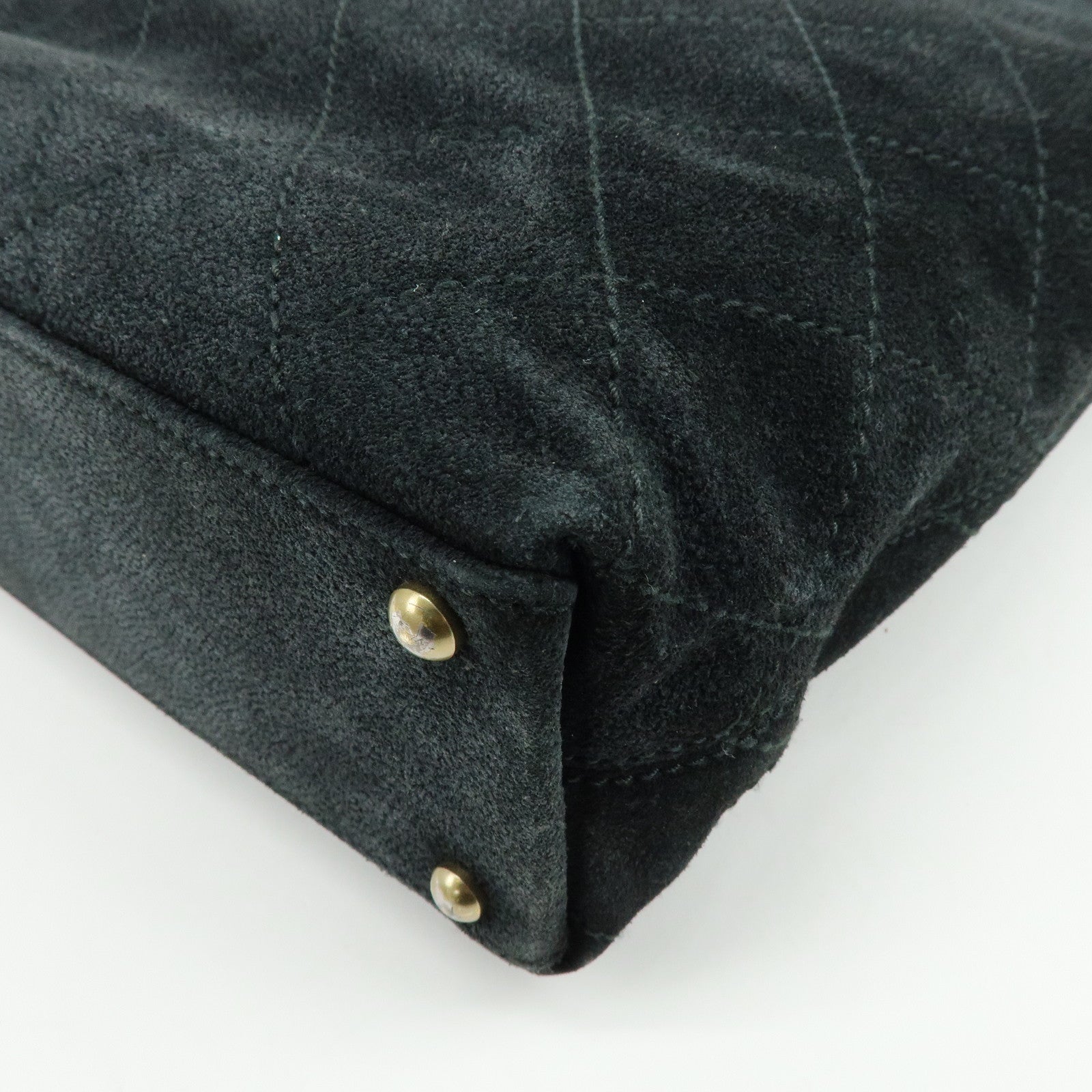 CHANEL Matelasse COCO Mark Suede Tote Bag Shoulder Bag Black