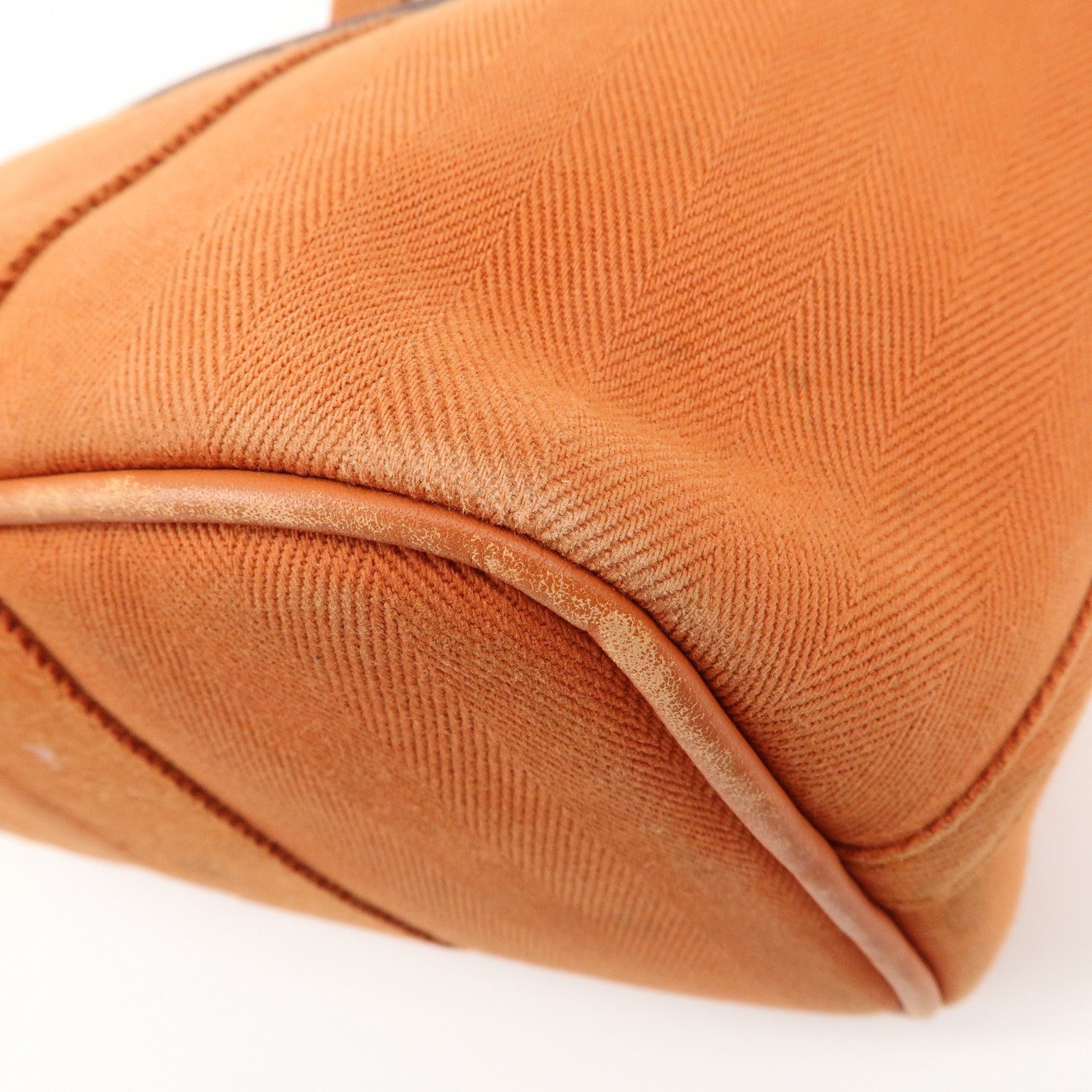 HERMES Valparaiso PM Toile Ash Leather Tote Bag Orange