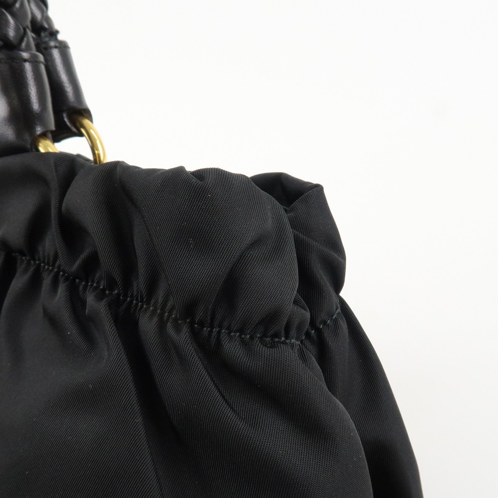 PRADA Logo Nylon Leather 2Way Bag Shoulder Bag Hand Bag Black BN1970 Used