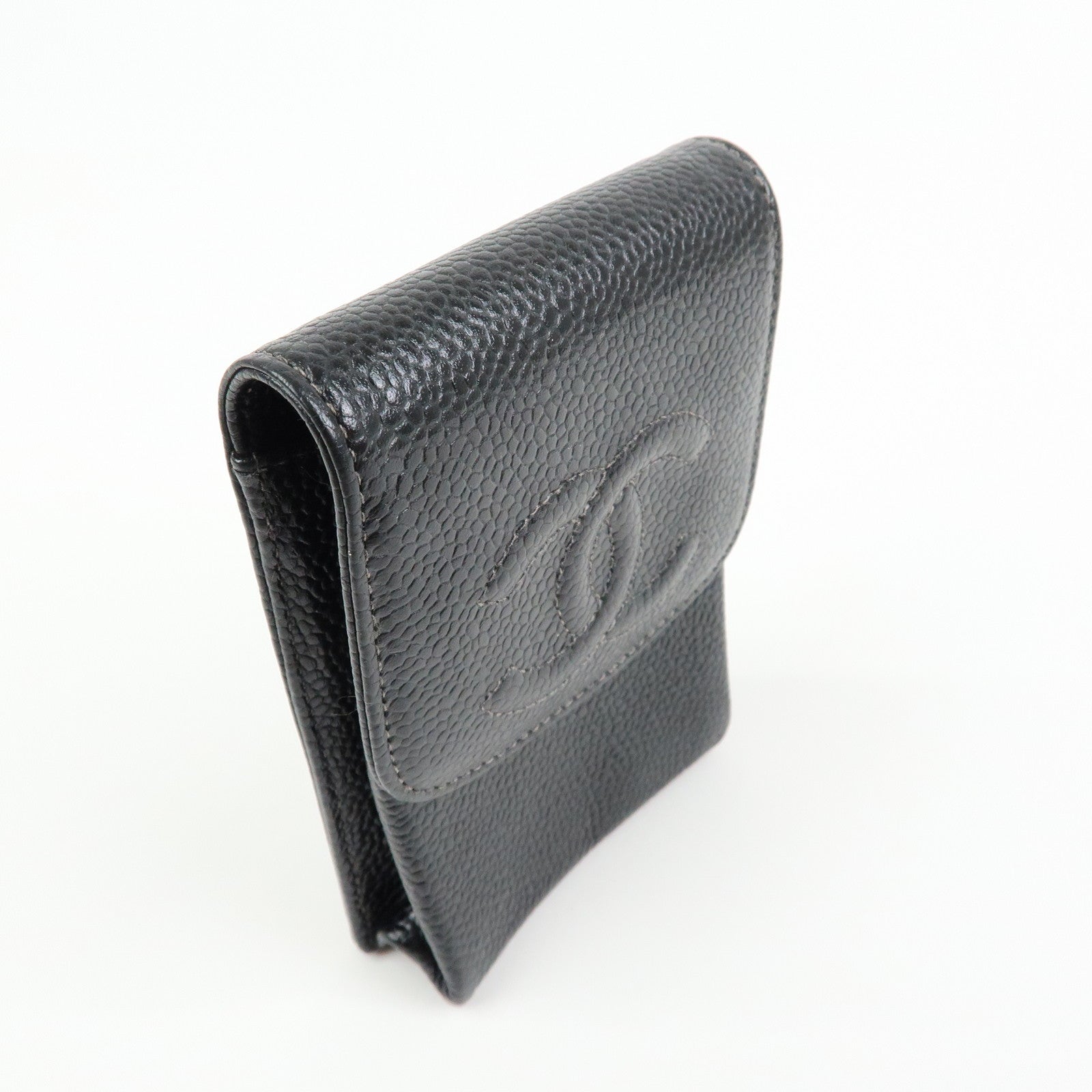 CHANEL COCO Mark Caviarskin Cigarette Case Black