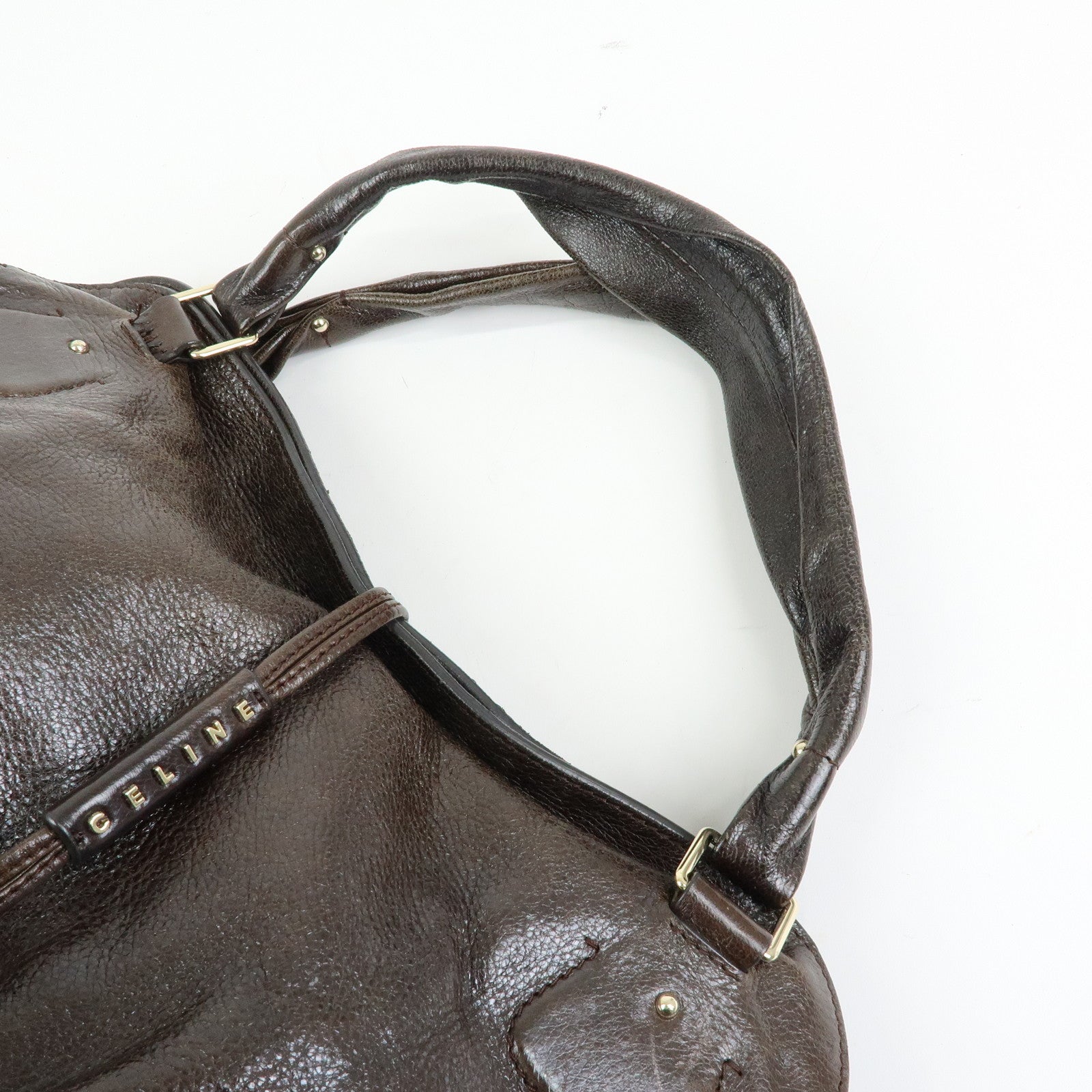 CELINE Bittersweet Leather Shoulder Bag Hand Bag Brown
