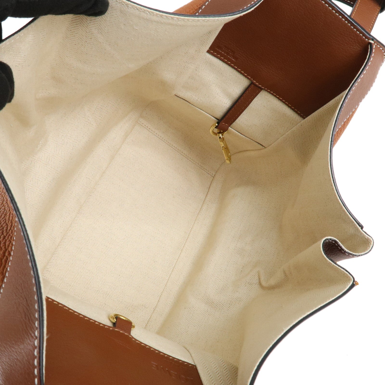 LOEWE Leather Hammock Small Shoulder Bag Brown Gold Hardware Used