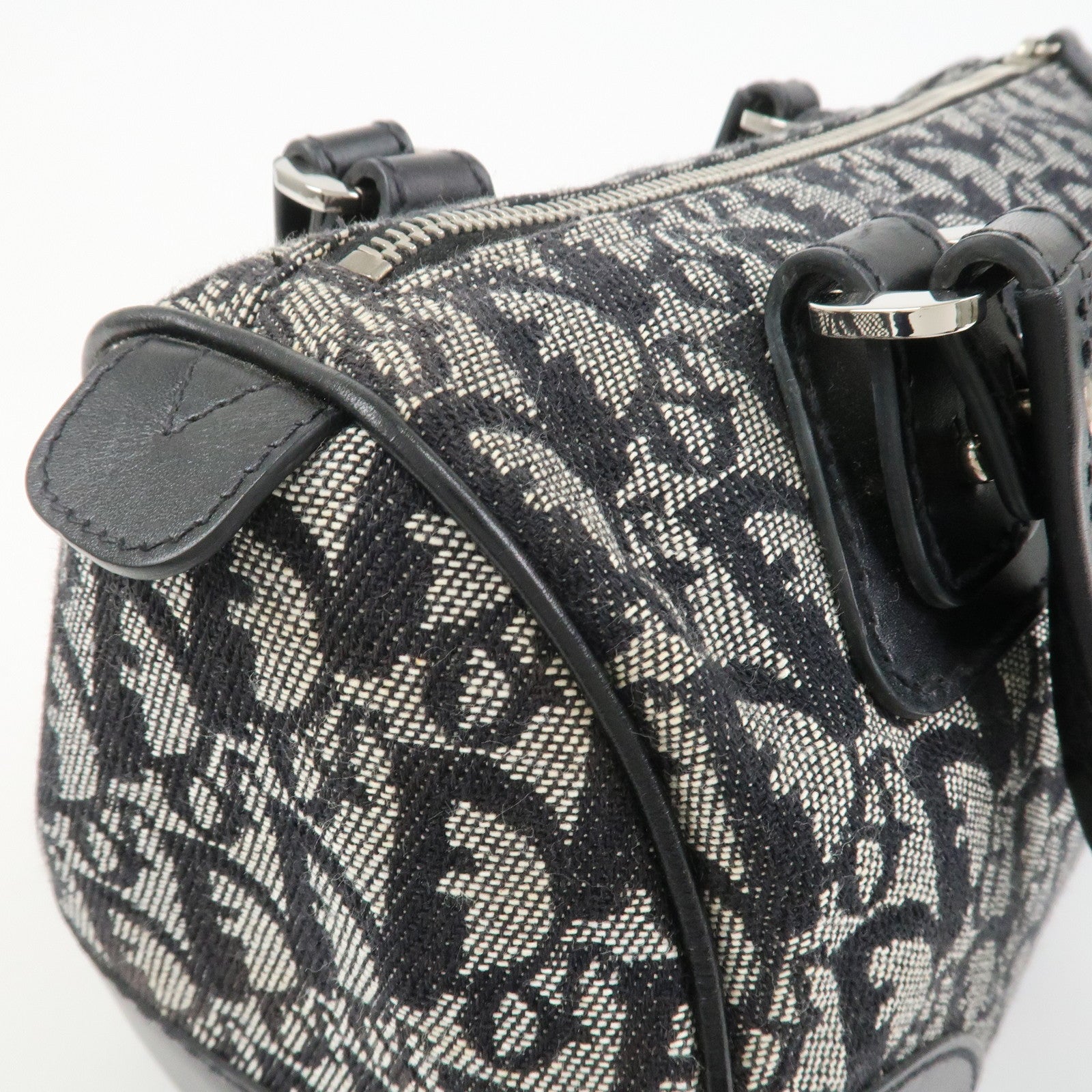 Christian Dior Trotter Canvas Leather Mini Boston Hand Bag Black