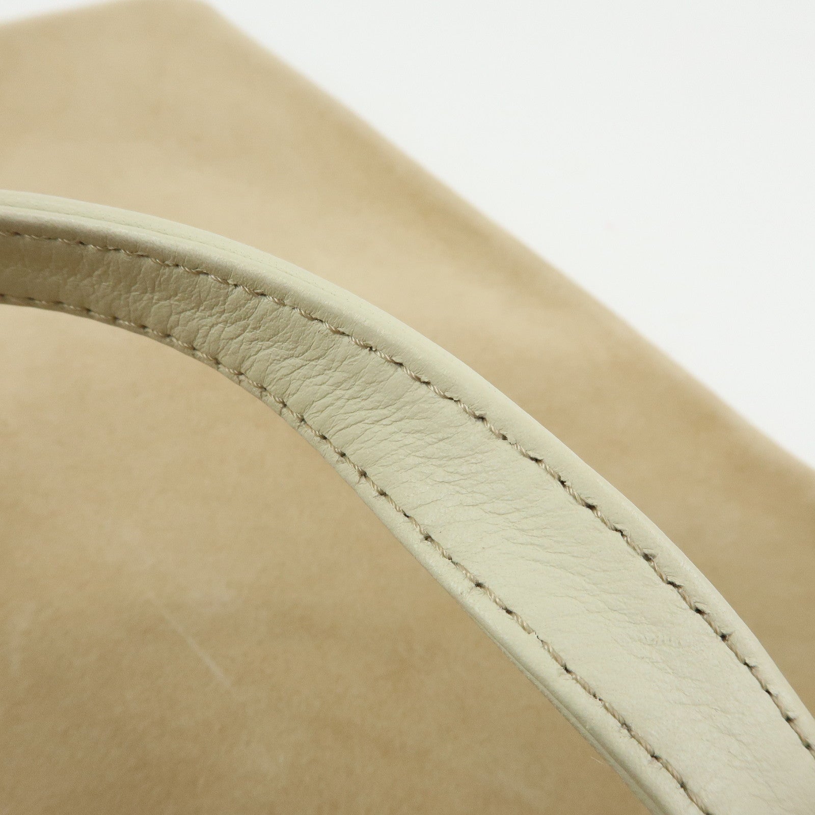 LOEWE Anagram Suede Leather Tote Bag Hand Bag Beige White