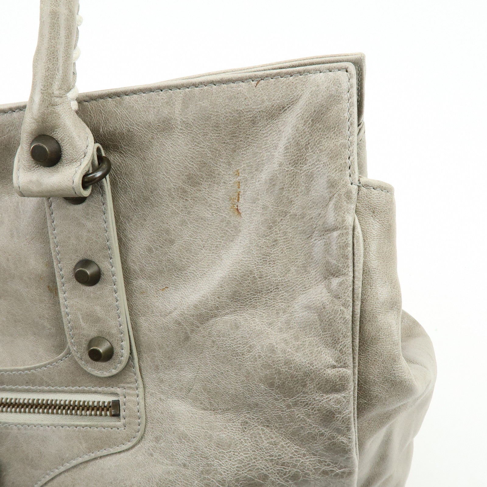 BALENCIAGA The Shopping Leather Tote Bag Shoulder Bag Gray