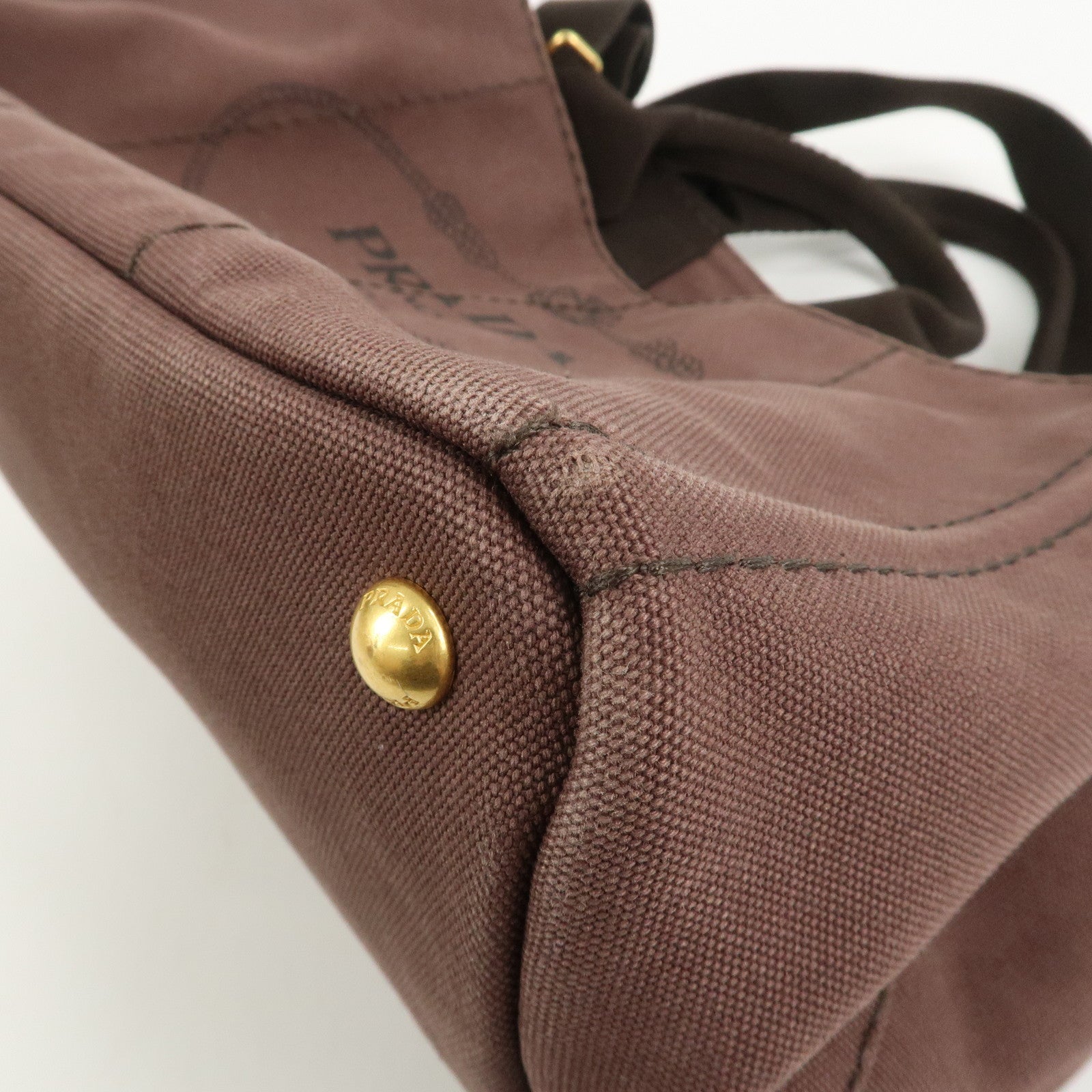 PRADA Logo Canapa Canvas 2Way Bag Hand Bag Brown BN2642