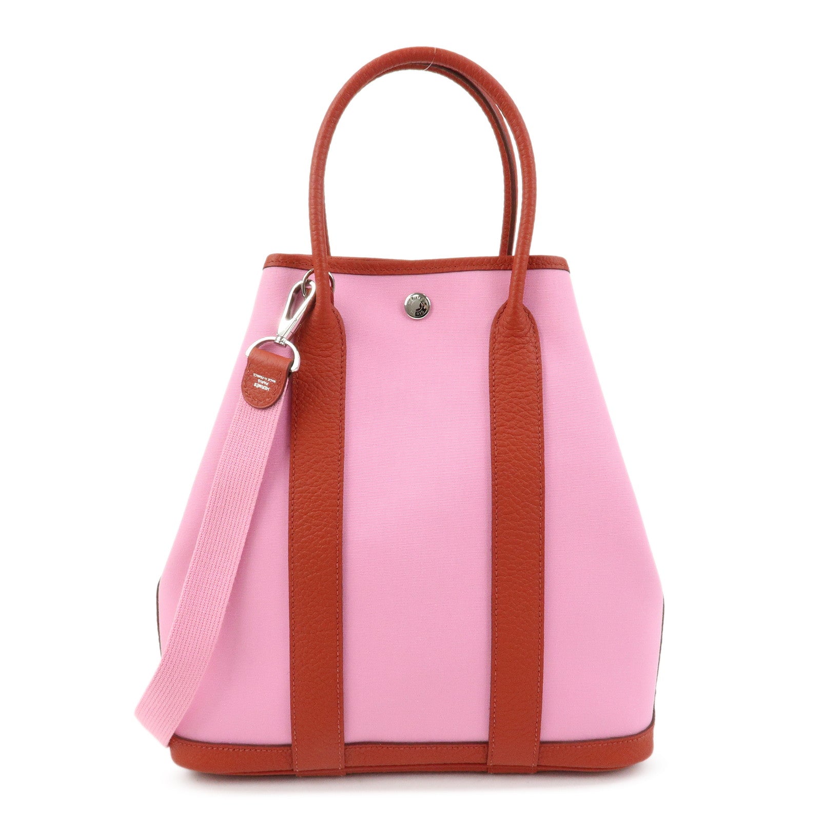 HERMES Garden File PM Y Stamped Toile Militaire Leather 2Way Bag