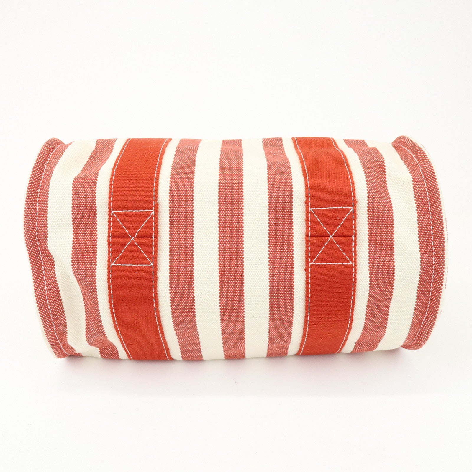HERMES Canvas Cannes PM Tote Bag Hand Bag Red White