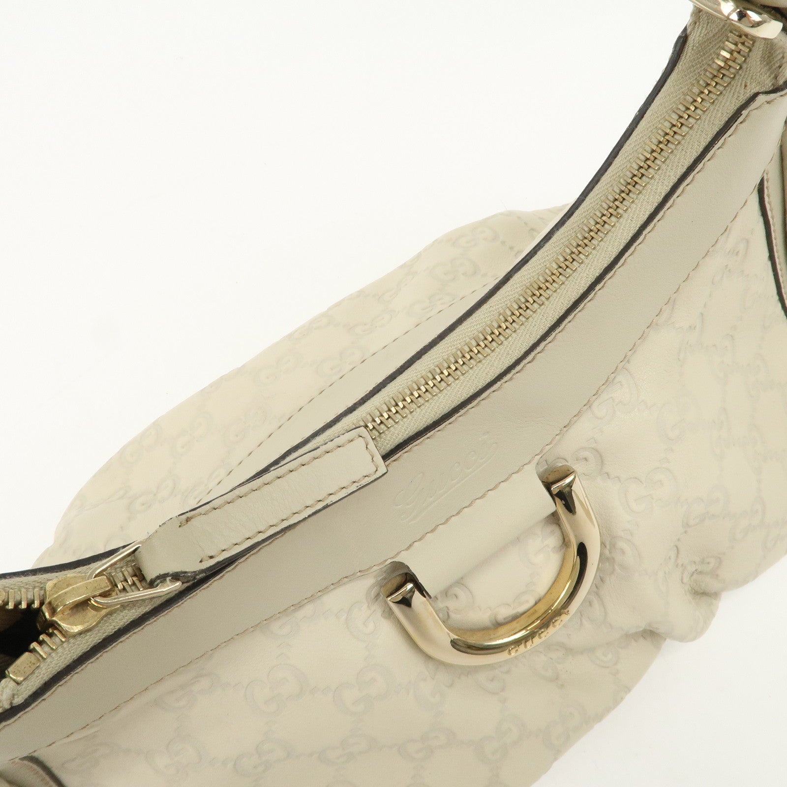 GUCCI Abbey Guccissima Leather Shoulder Bag Hand Bag Ivory 190525 Used