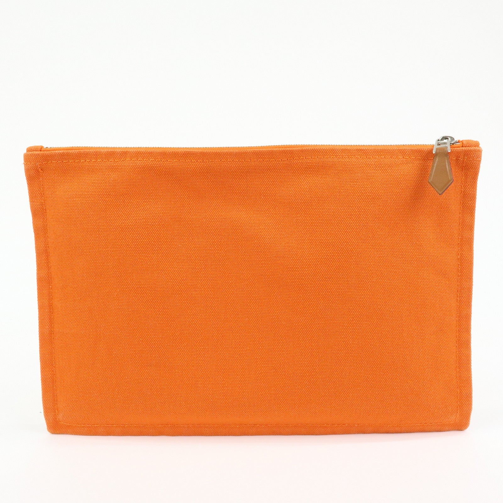 HERMES Yachting GM Canvas Flat Pouch Cosmetic Pouch Orange