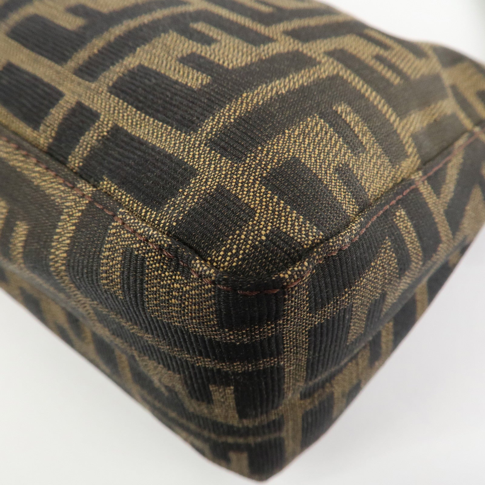 FENDI Zucca Canvas Leather Hand Bag Shoulder Bag Brown 8BR156